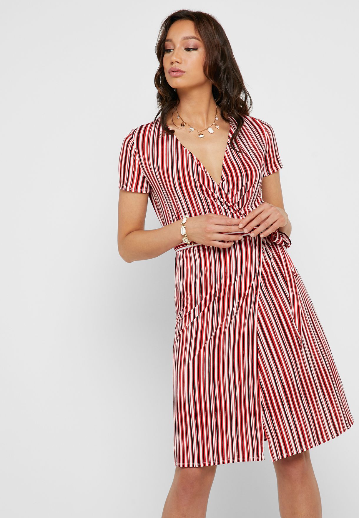 mango striped wrap dress