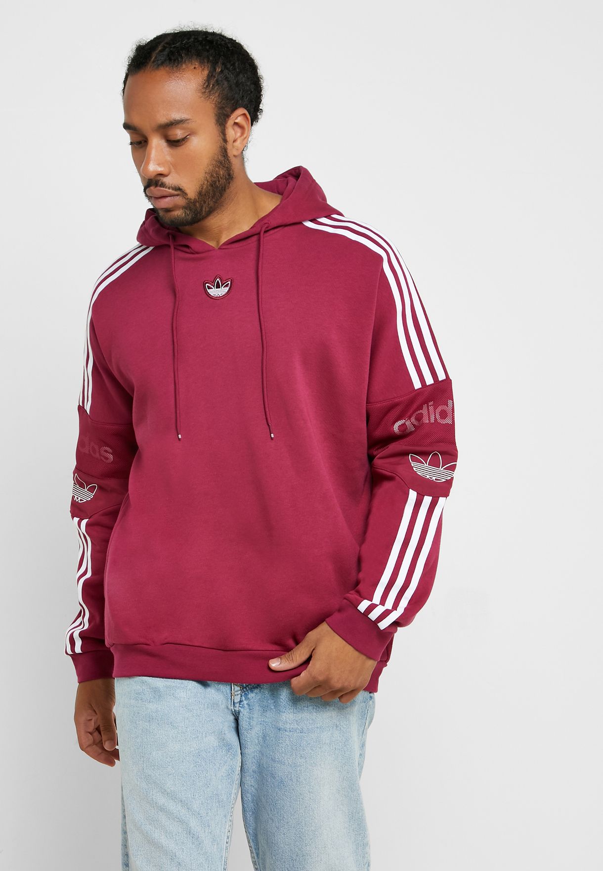 burgundy adidas hoodie mens