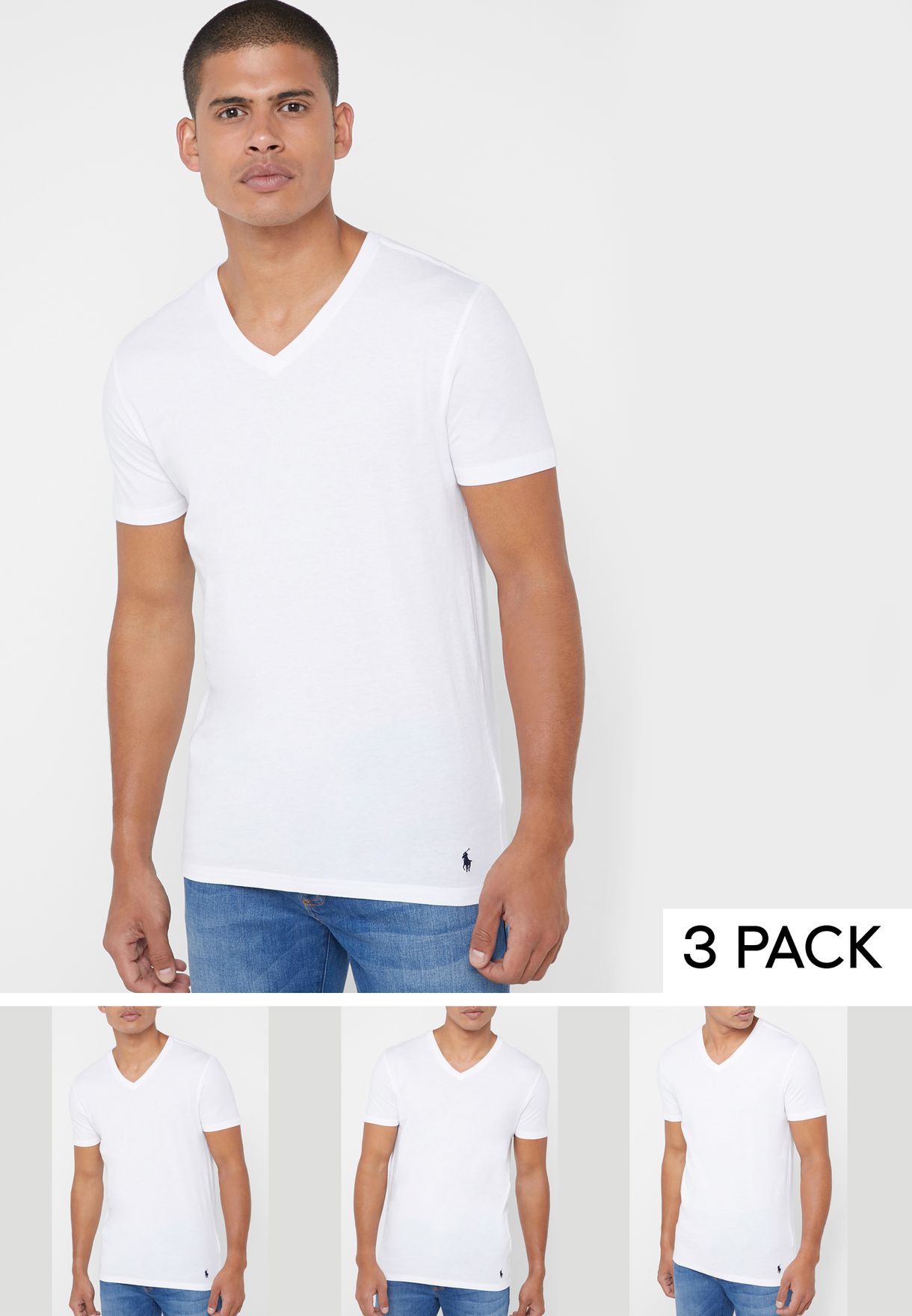 Buy Polo Ralph Lauren white 3 Pack V Neck T-Shirt for Men in Riyadh, Jeddah