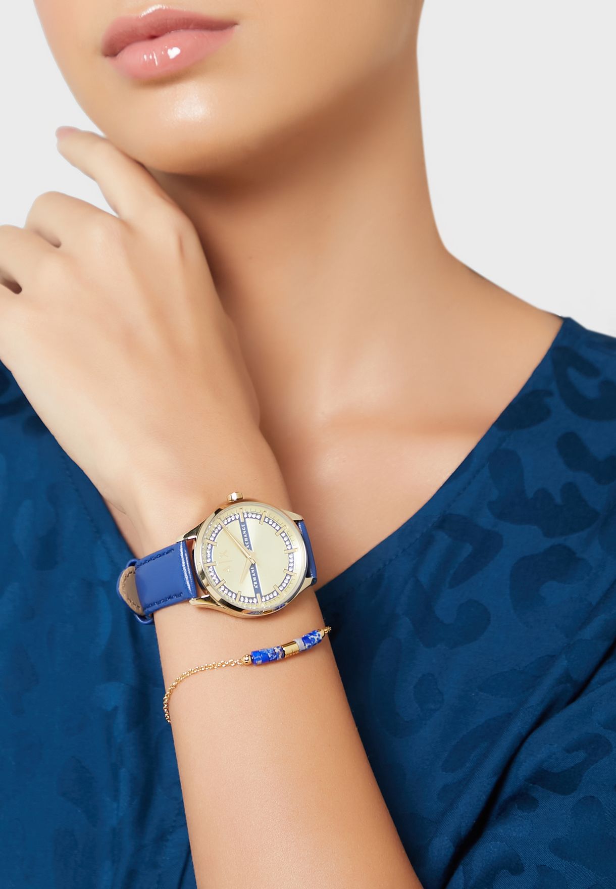 Buy Armani Exchange blue Lady Hampton+Watch+Bracelet for Women in Baghdad,  Basra