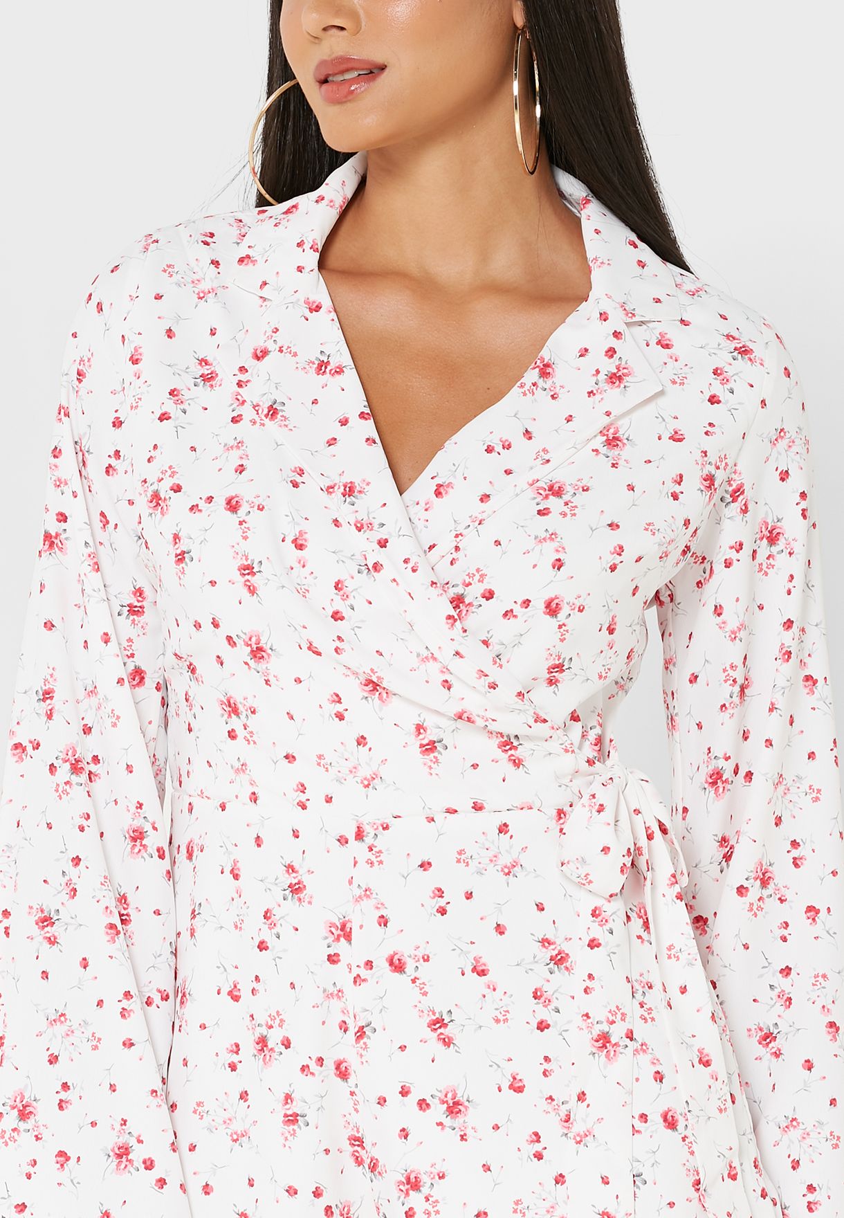 Tie Detail Floral Print Playsuit