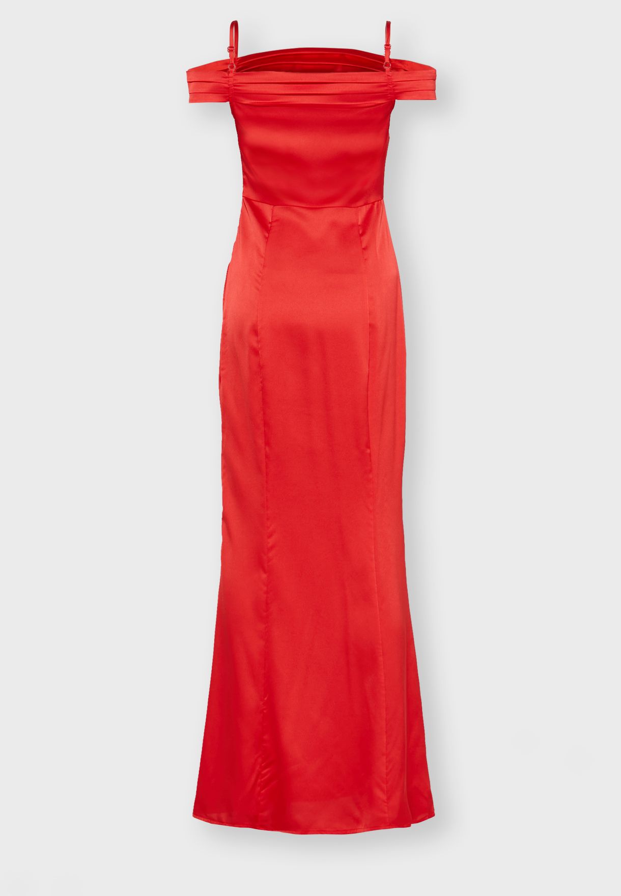 red cold shoulder maxi dress