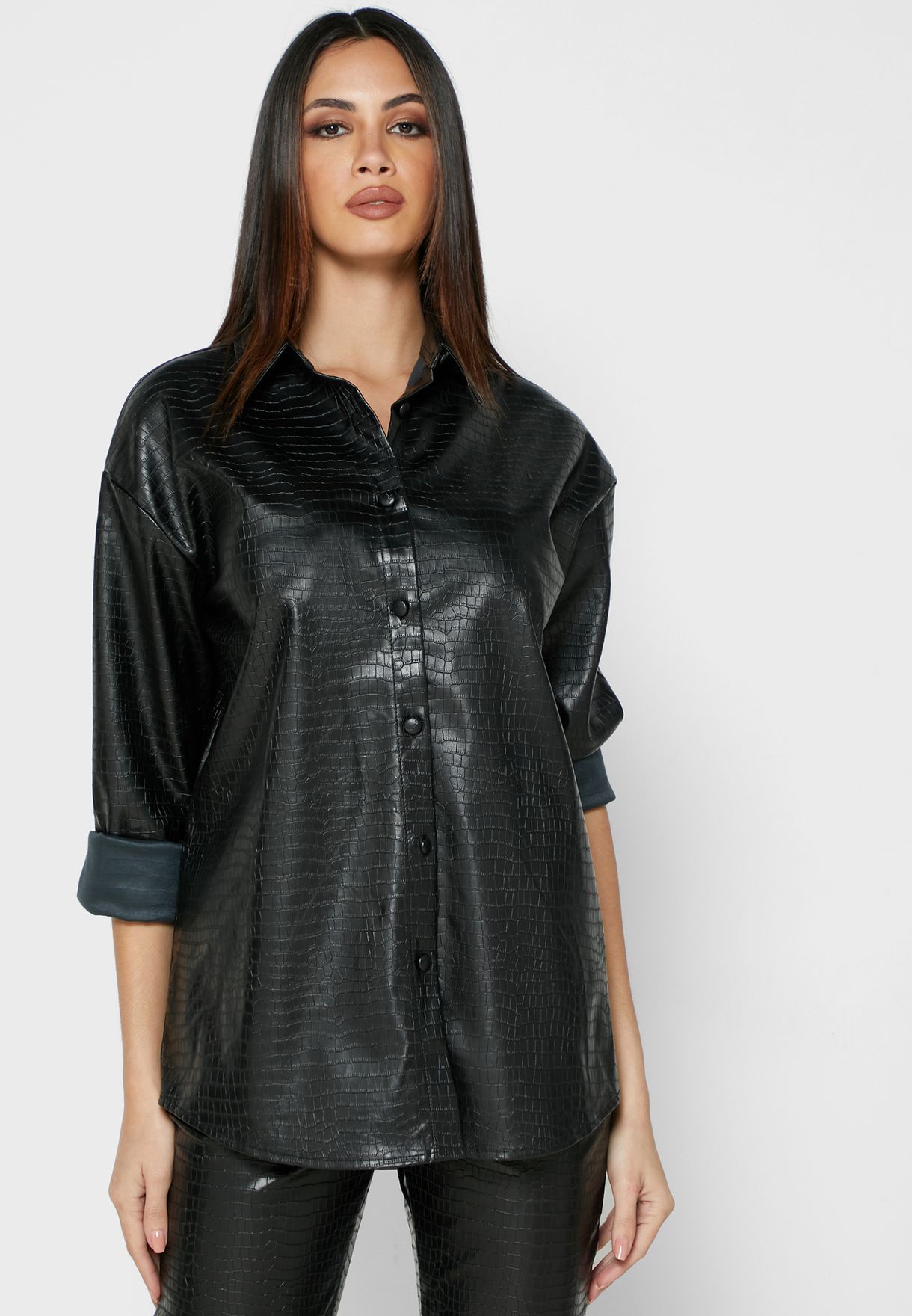 Buy Missguided Black Pu Shirt For Women In Kuwait City Other Cities Wxtw629464