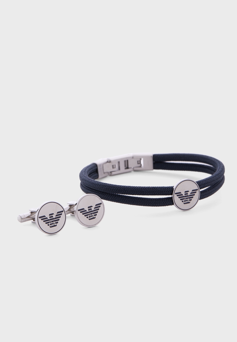 Buy Emporio Armani silver Bracelet And Cufflinks Set for Men in