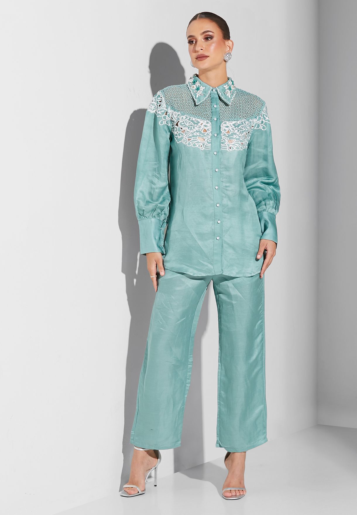 Button Detail Tunic and Pants Set