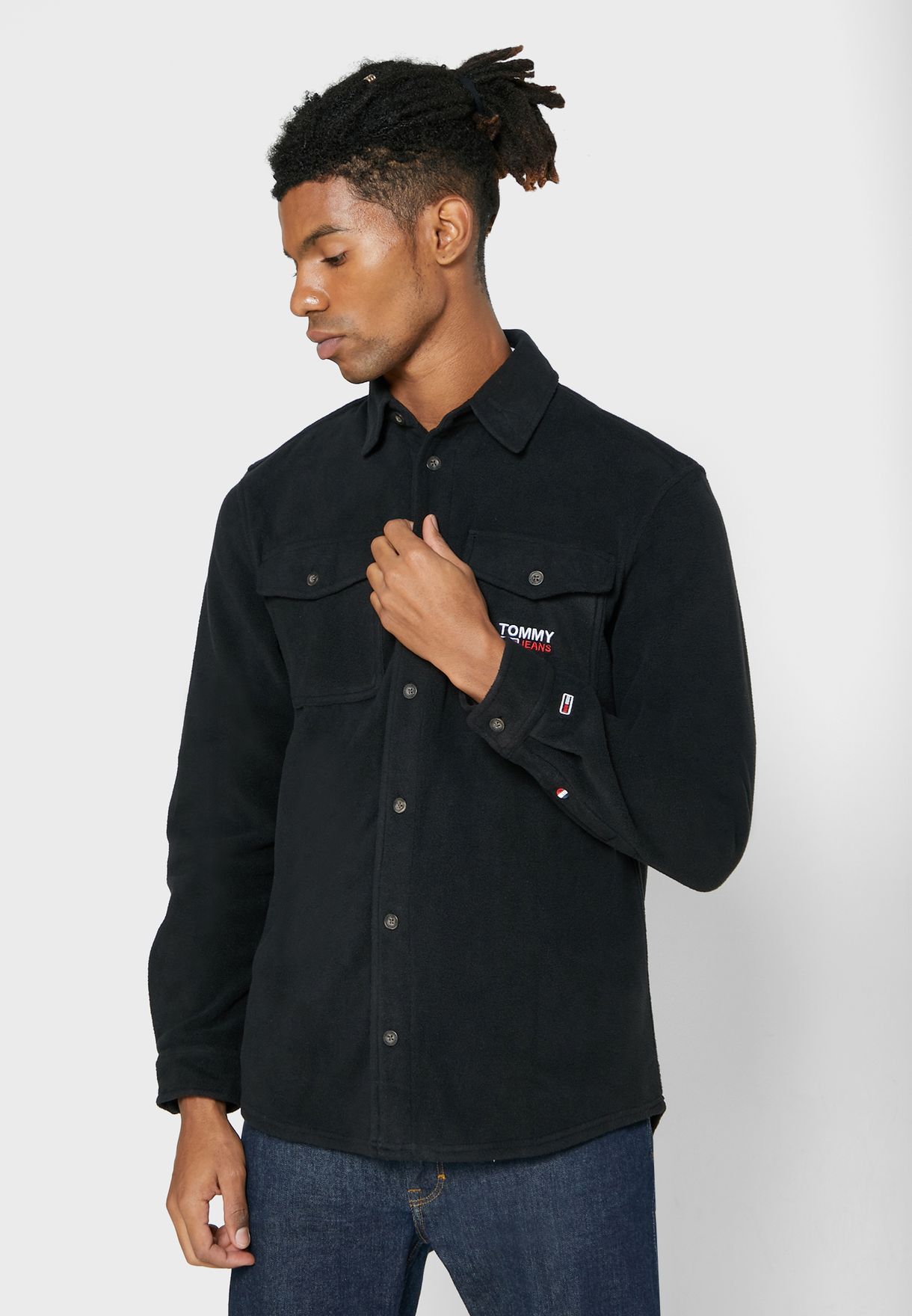 tommy jeans polar fleece shirt