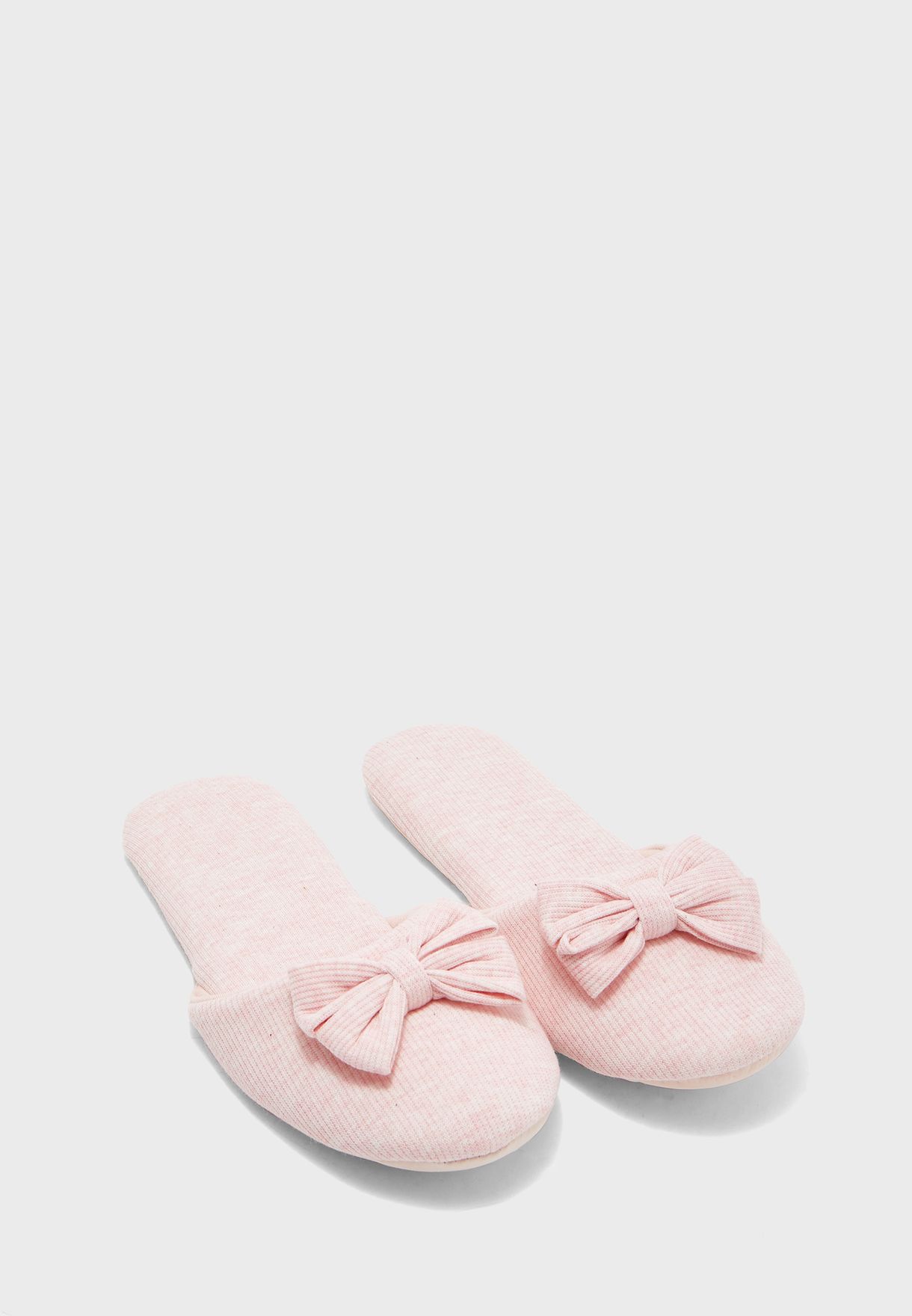 pink bow slippers