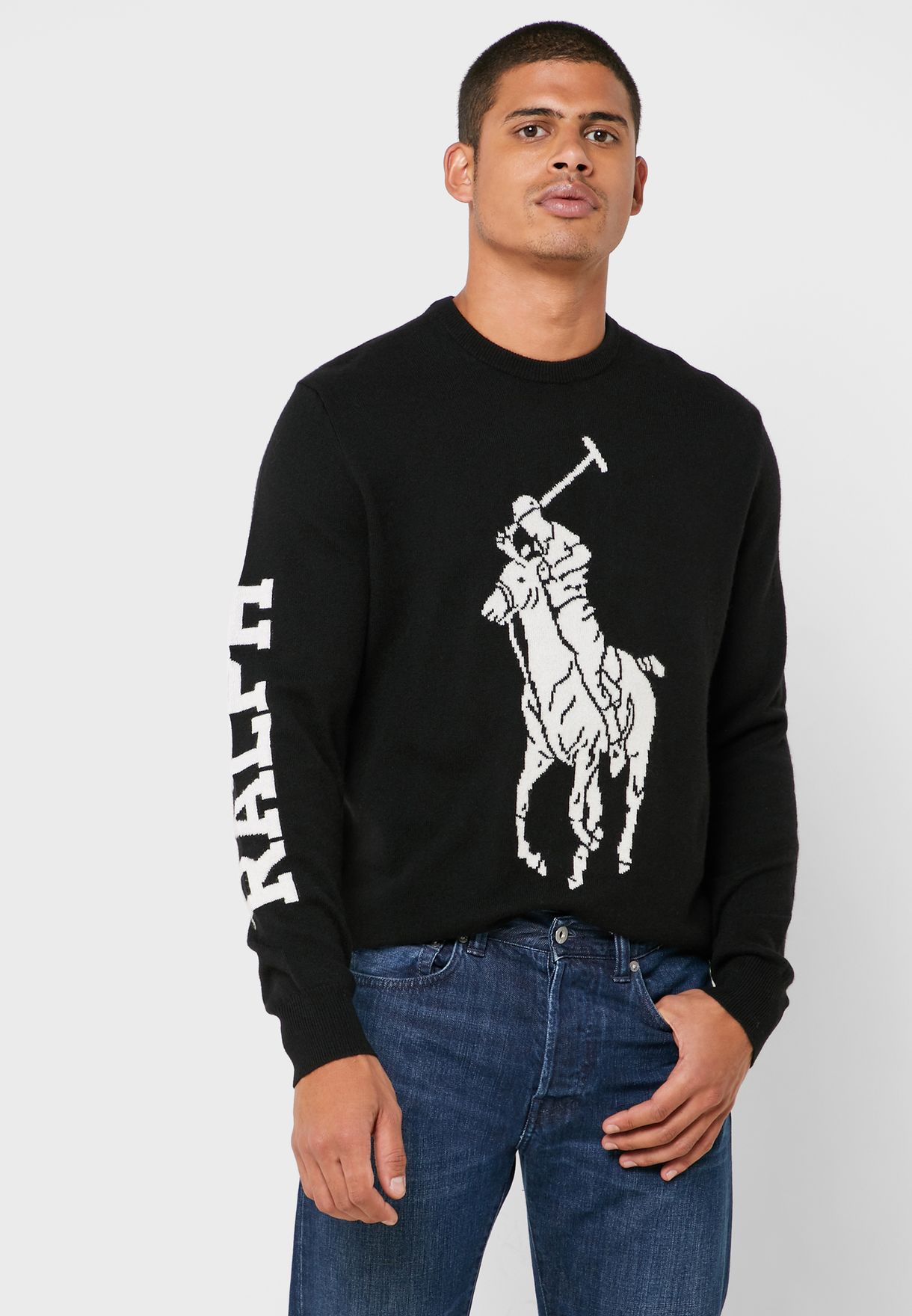 Buy Polo Ralph Lauren black Embroidered Logo Sweater for Men in MENA,  Worldwide