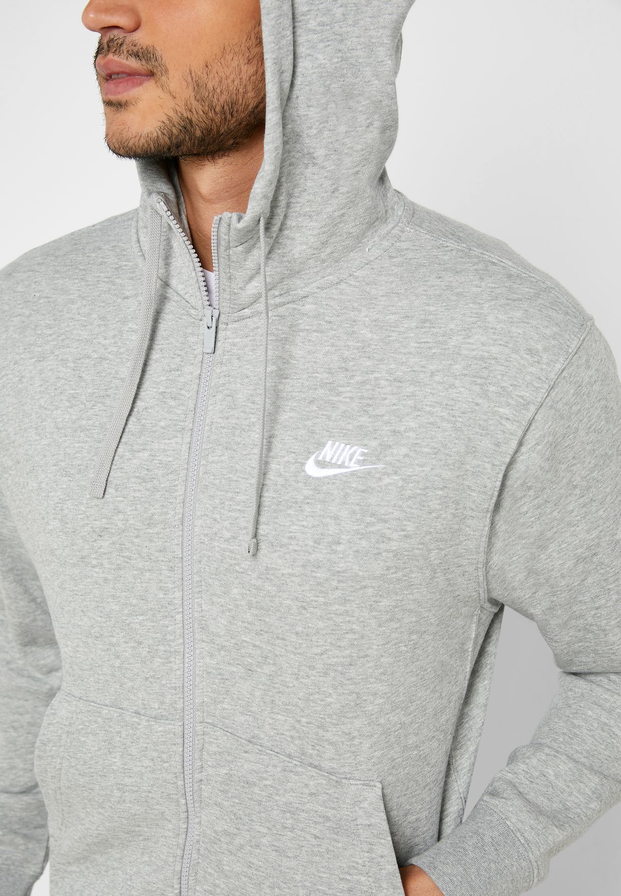 Buy Nike grey NSW Club Hoodie for Men in MENA, Worldwide | BV2648-063