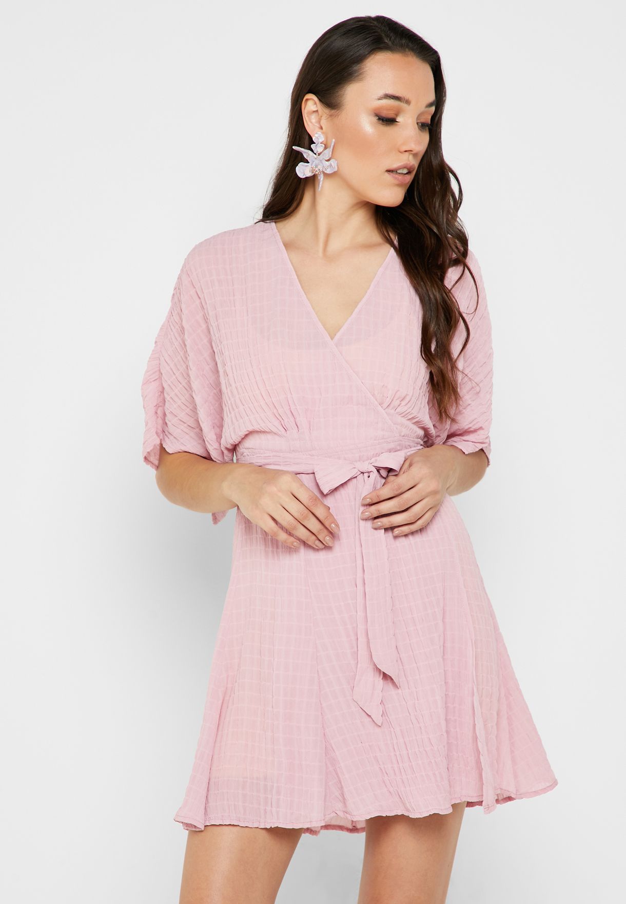 ruffle detail wrap dress