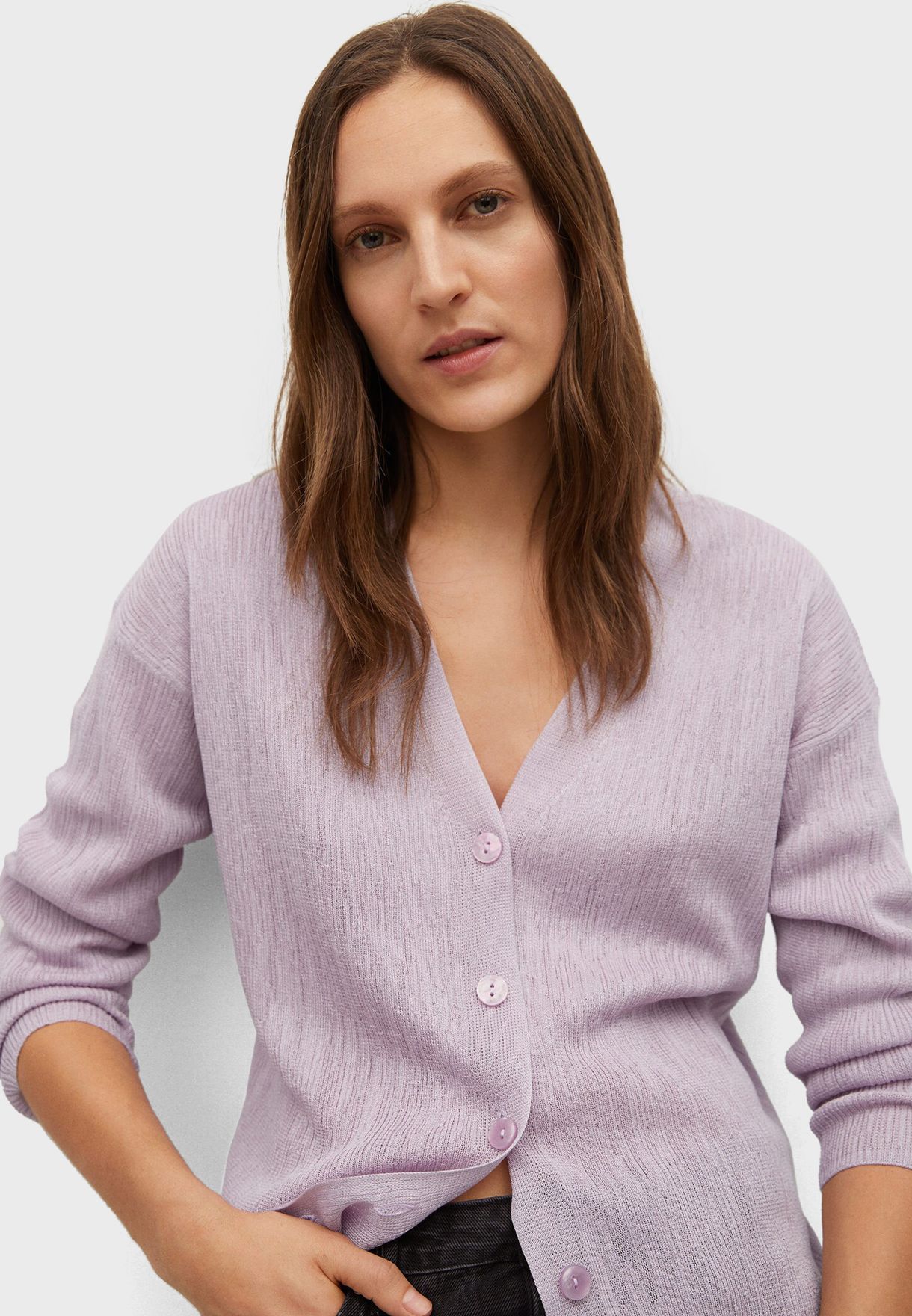 mango purple cardigan