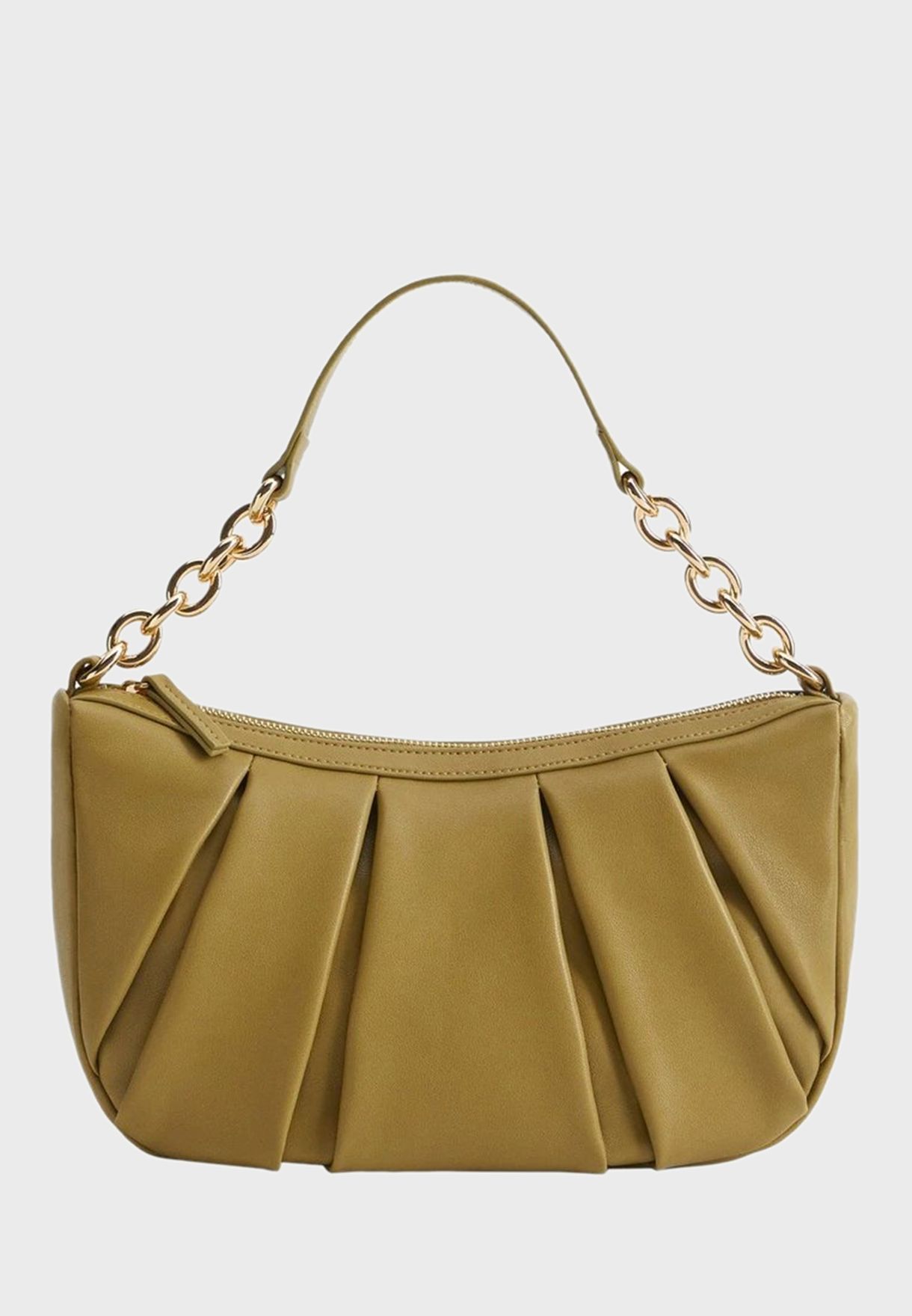 Buy Mango green Pleats Baguette Bag for Women in MENA, Worldwide