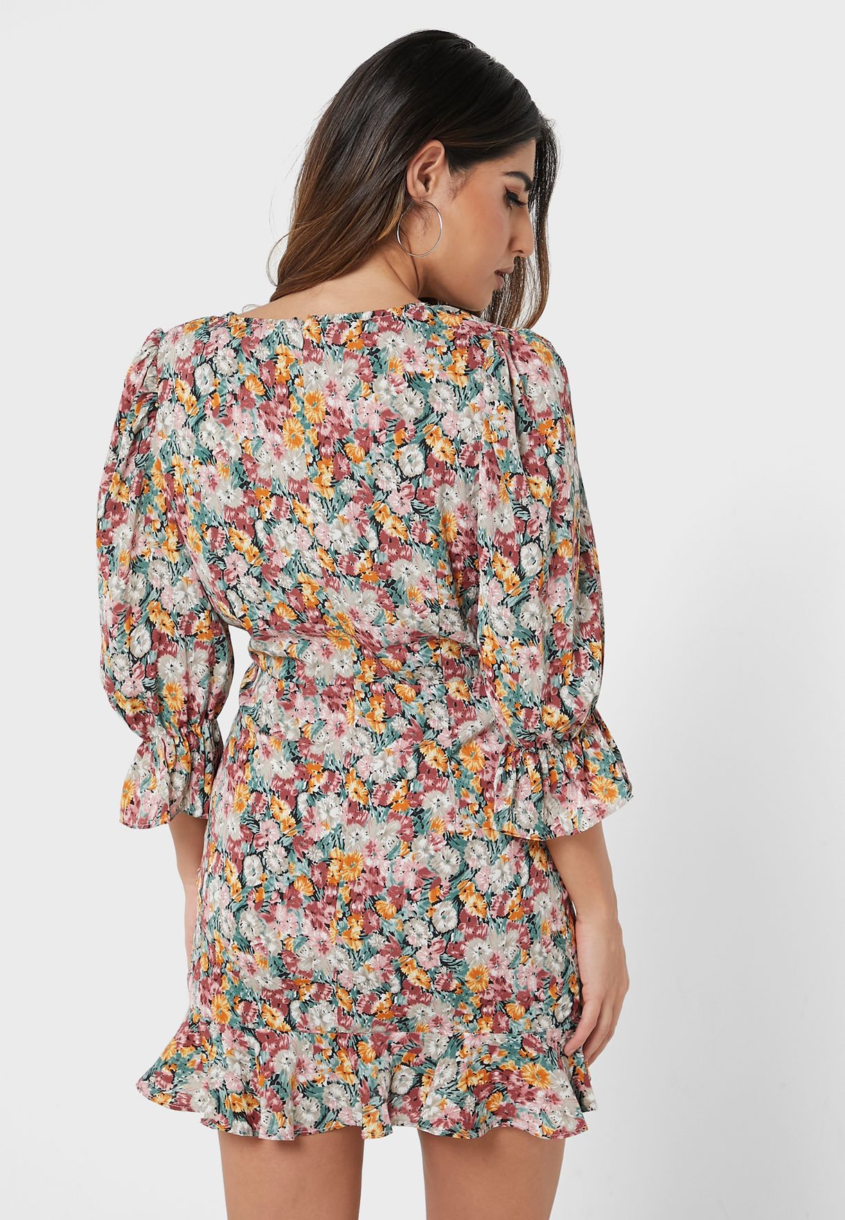 Ruched Printed Dress