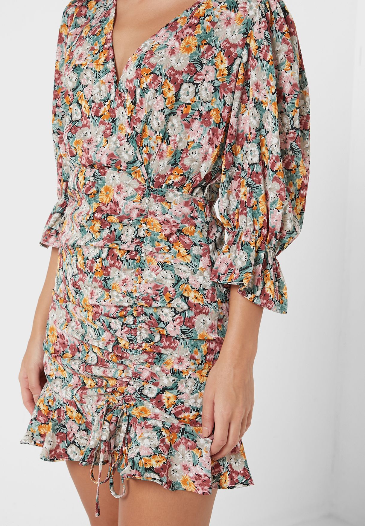 Ruched Printed Dress