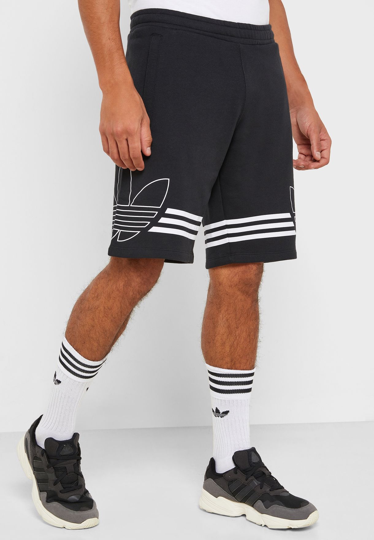 black Outline Trefoil Shorts 