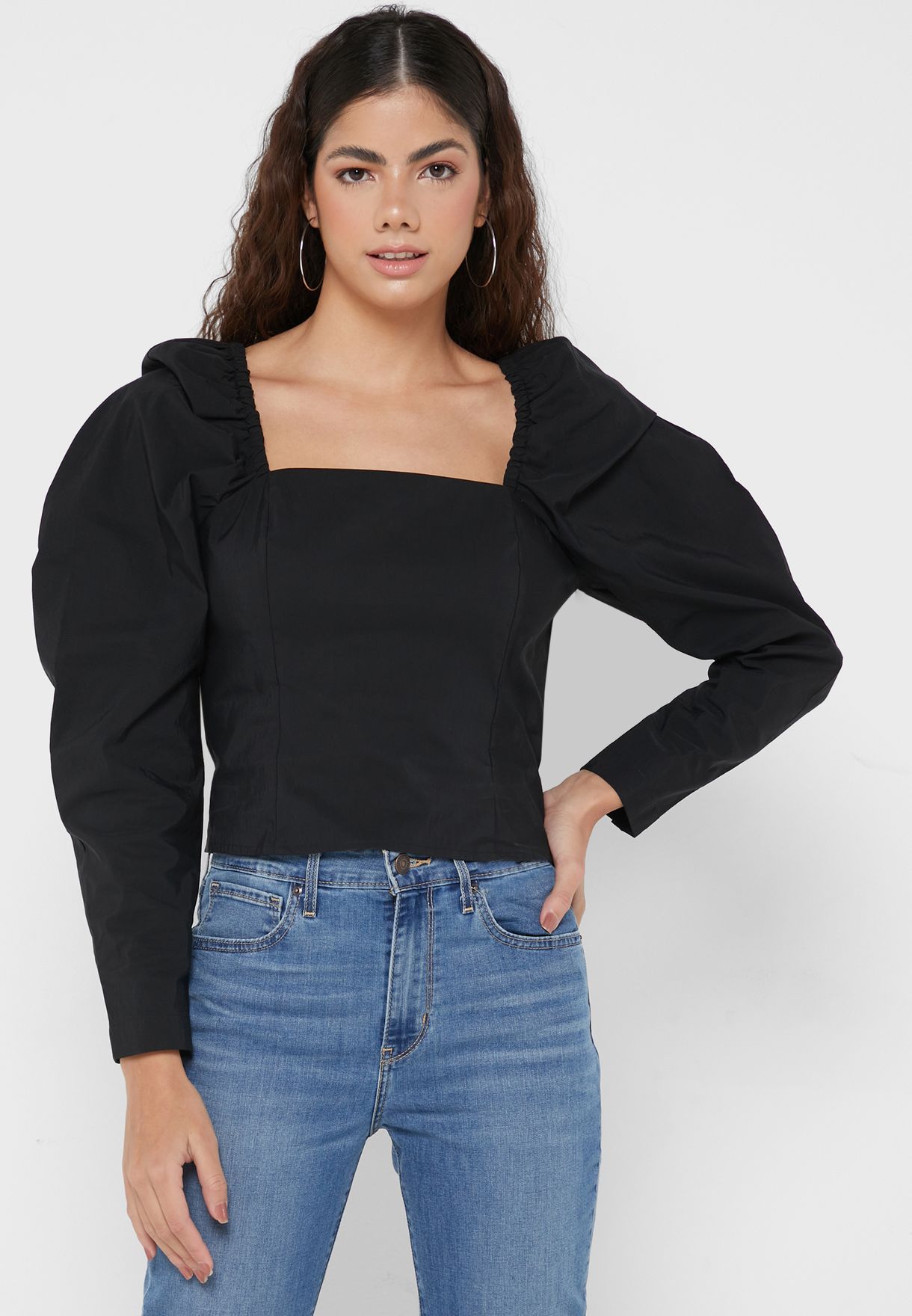 Buy Levis black Square Neck Puff Sleeve Top for Women in Muscat, Salalah