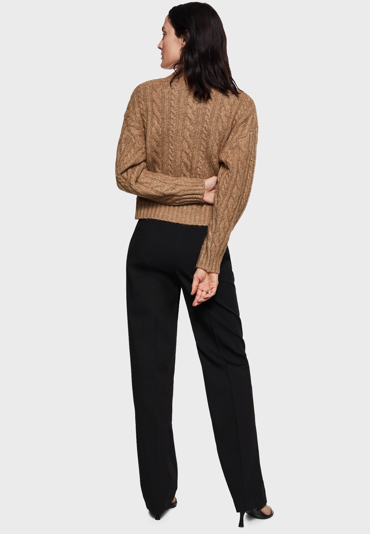 High Neck Cable Knitted Sweater