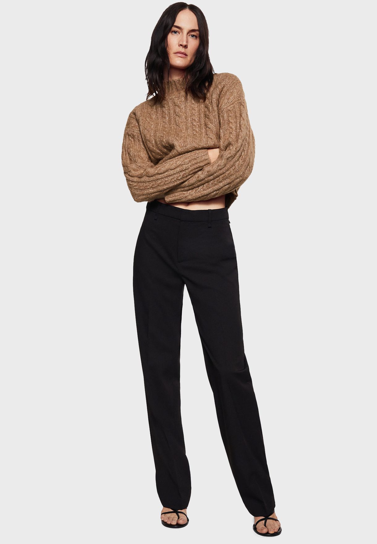 High Neck Cable Knitted Sweater