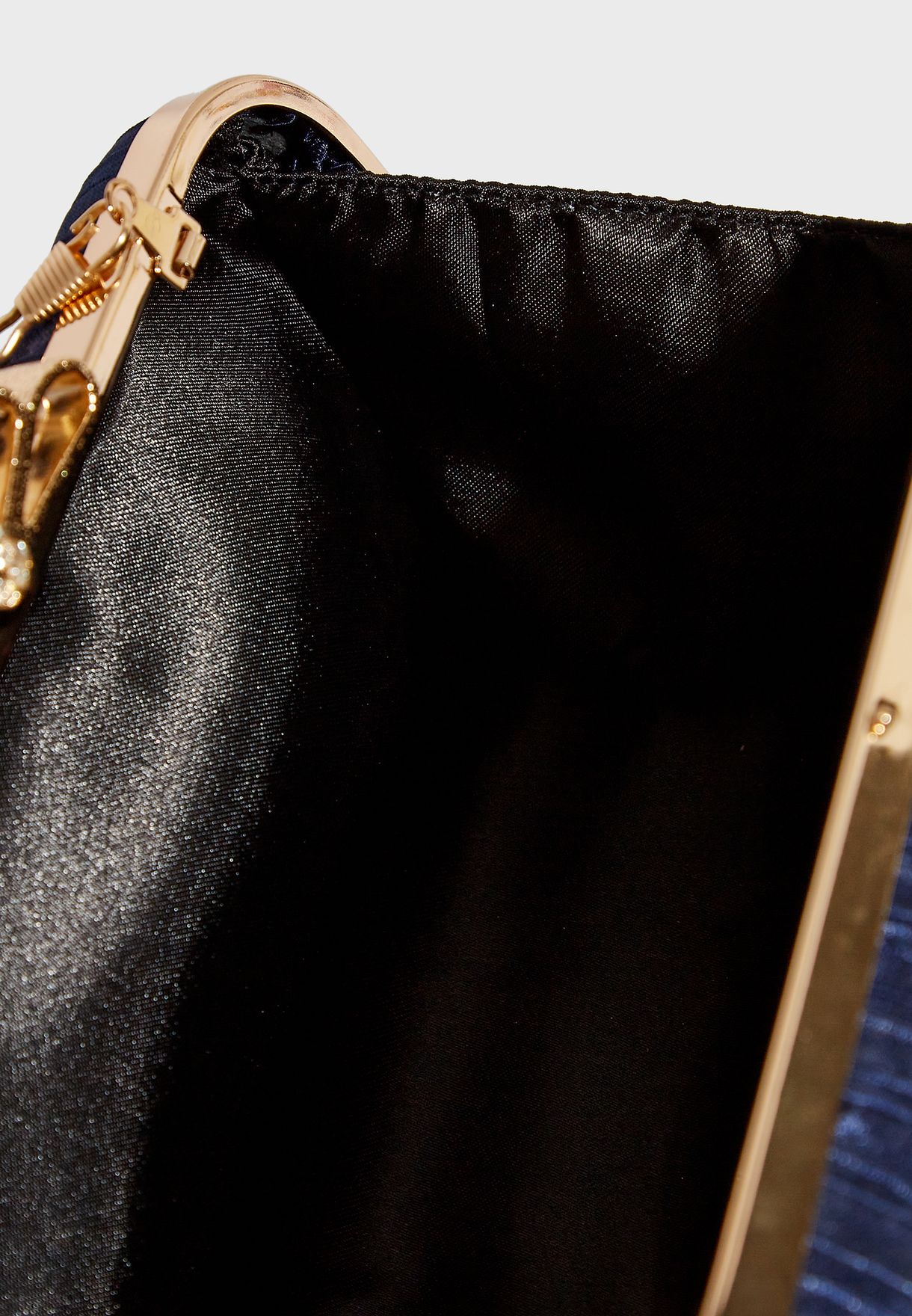 Satin Gathered Flower Diamante Clasp Clutch Bag