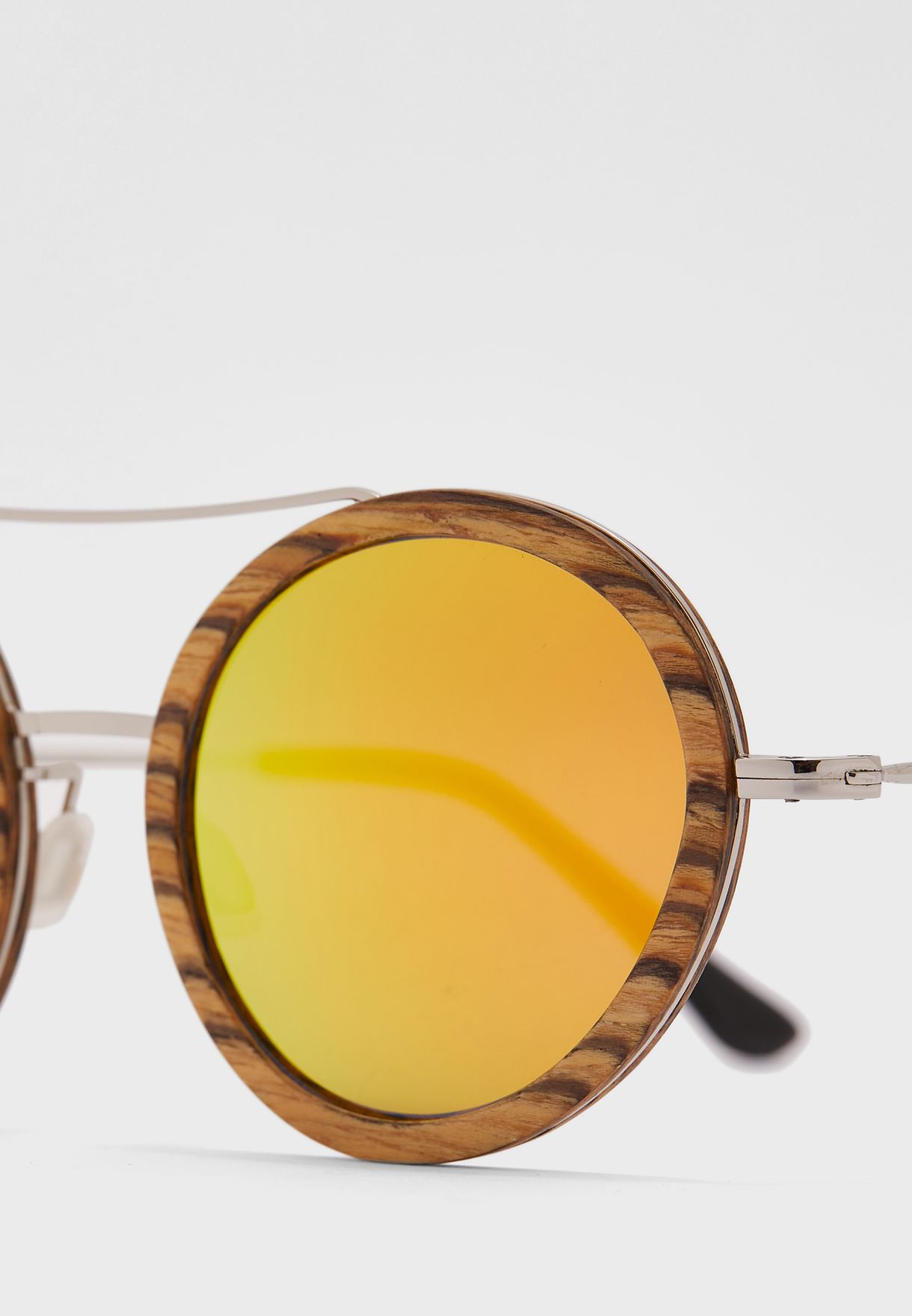Wooden Round Sunglasses