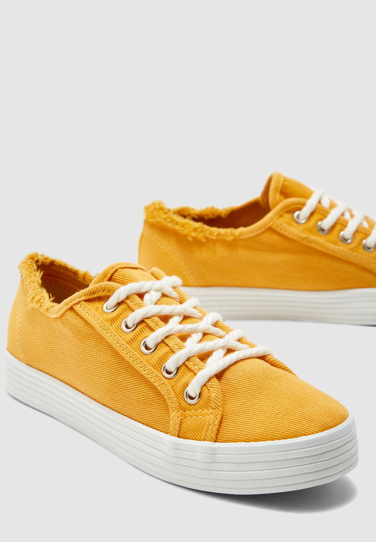 Ginger Yellow Canvas Lace Up Sneaker 