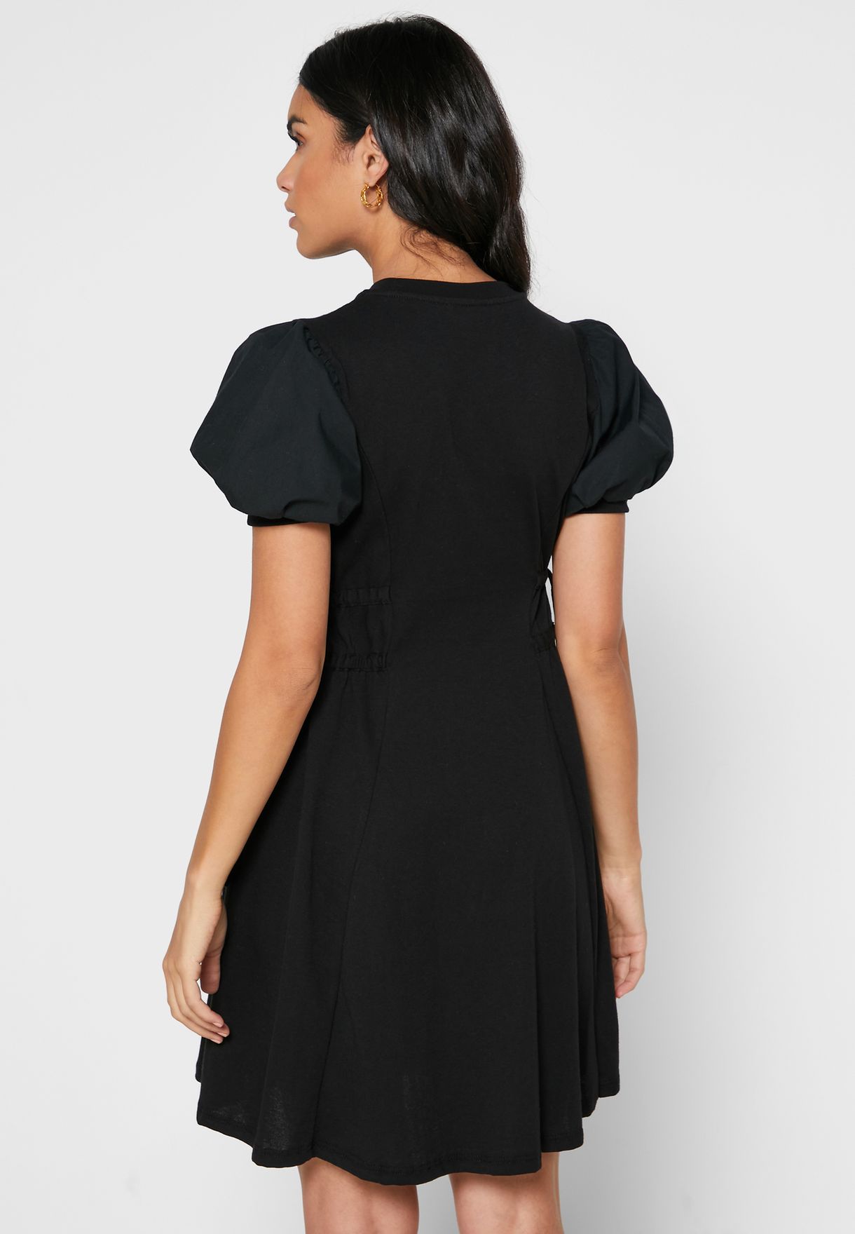 topshop black puff sleeve dress