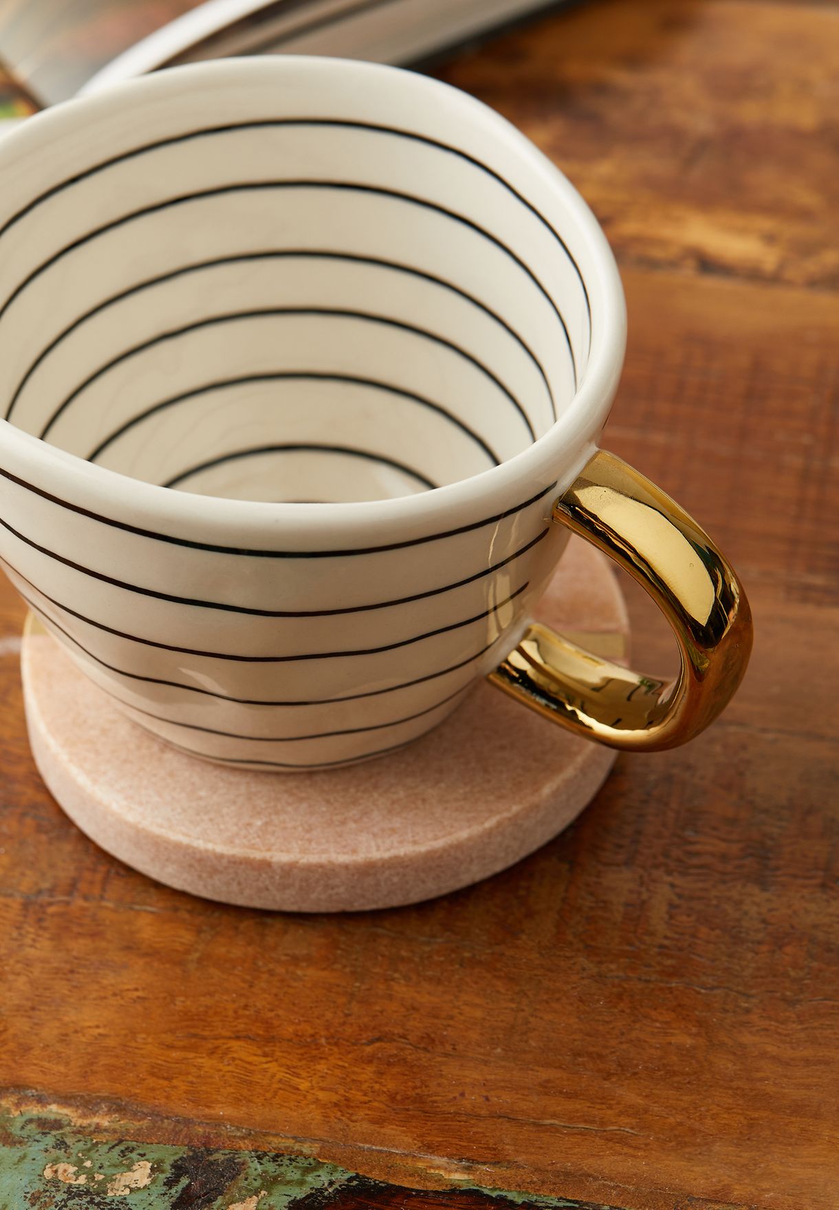 Stripe Water Mug With Gold Handle