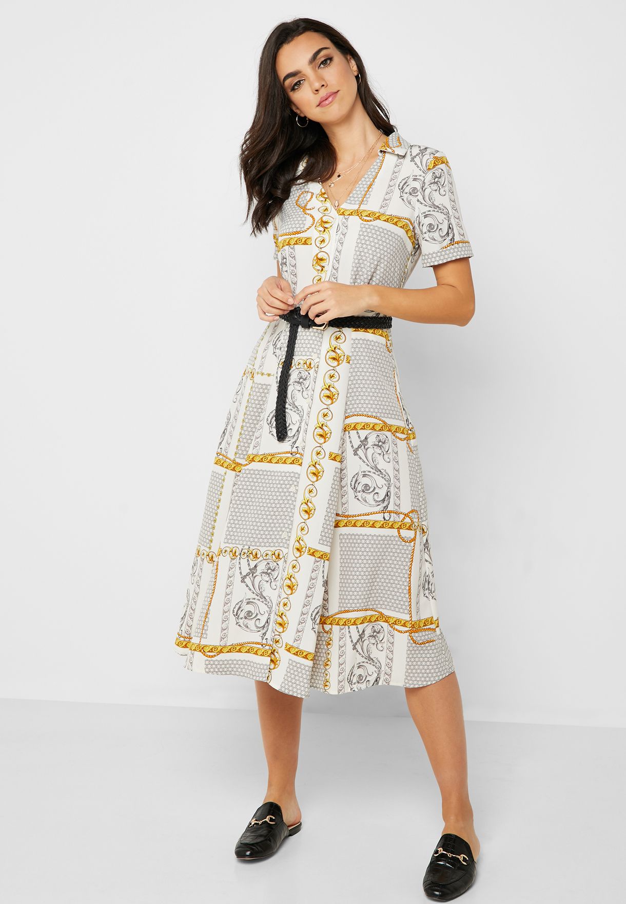 mango chain print dress