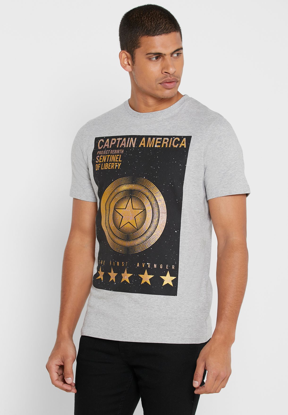 captain america t shirt grey