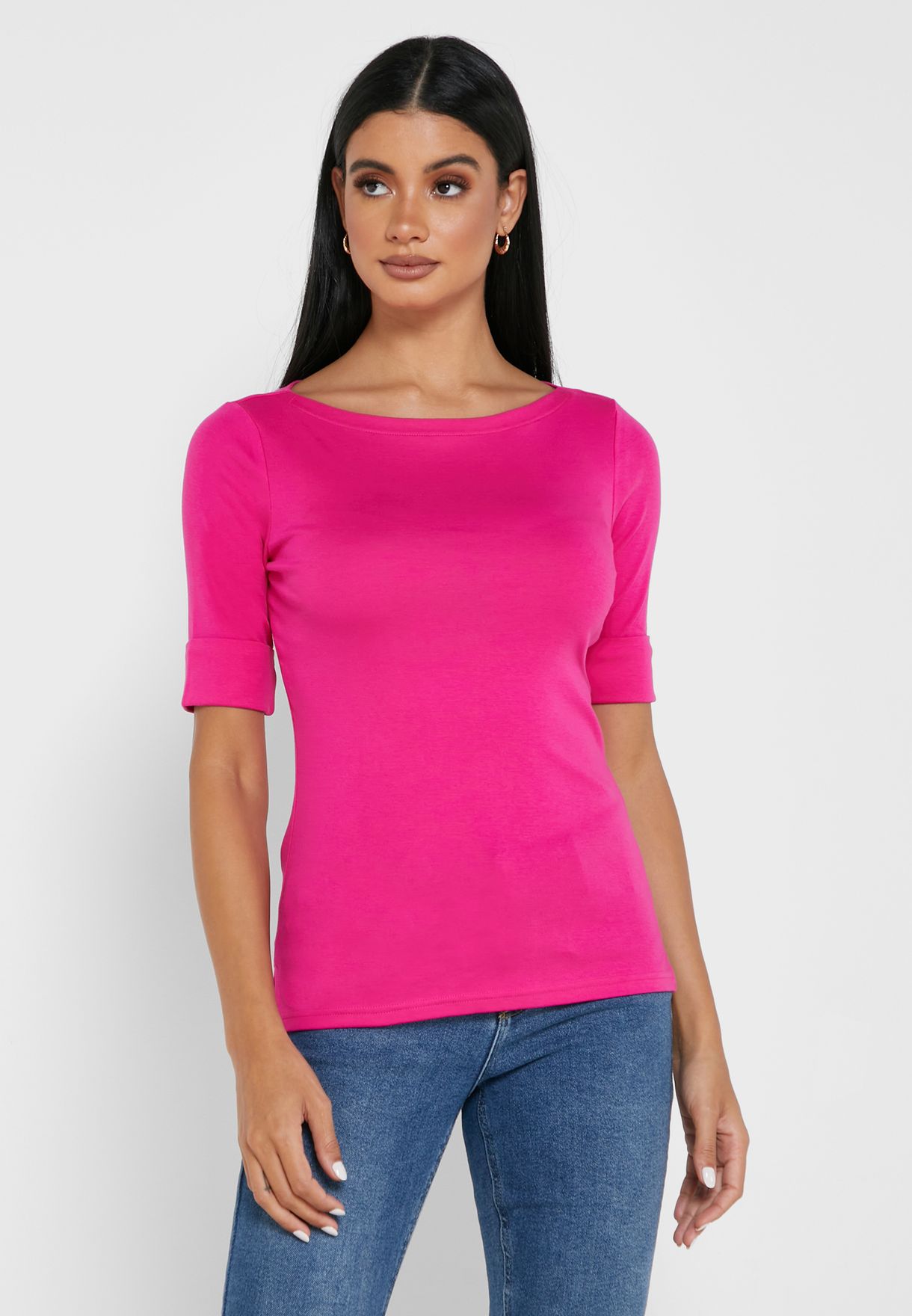 Buy Lauren Ralph Lauren pink Judy Boat Neck Top for Women in Muscat, Salalah