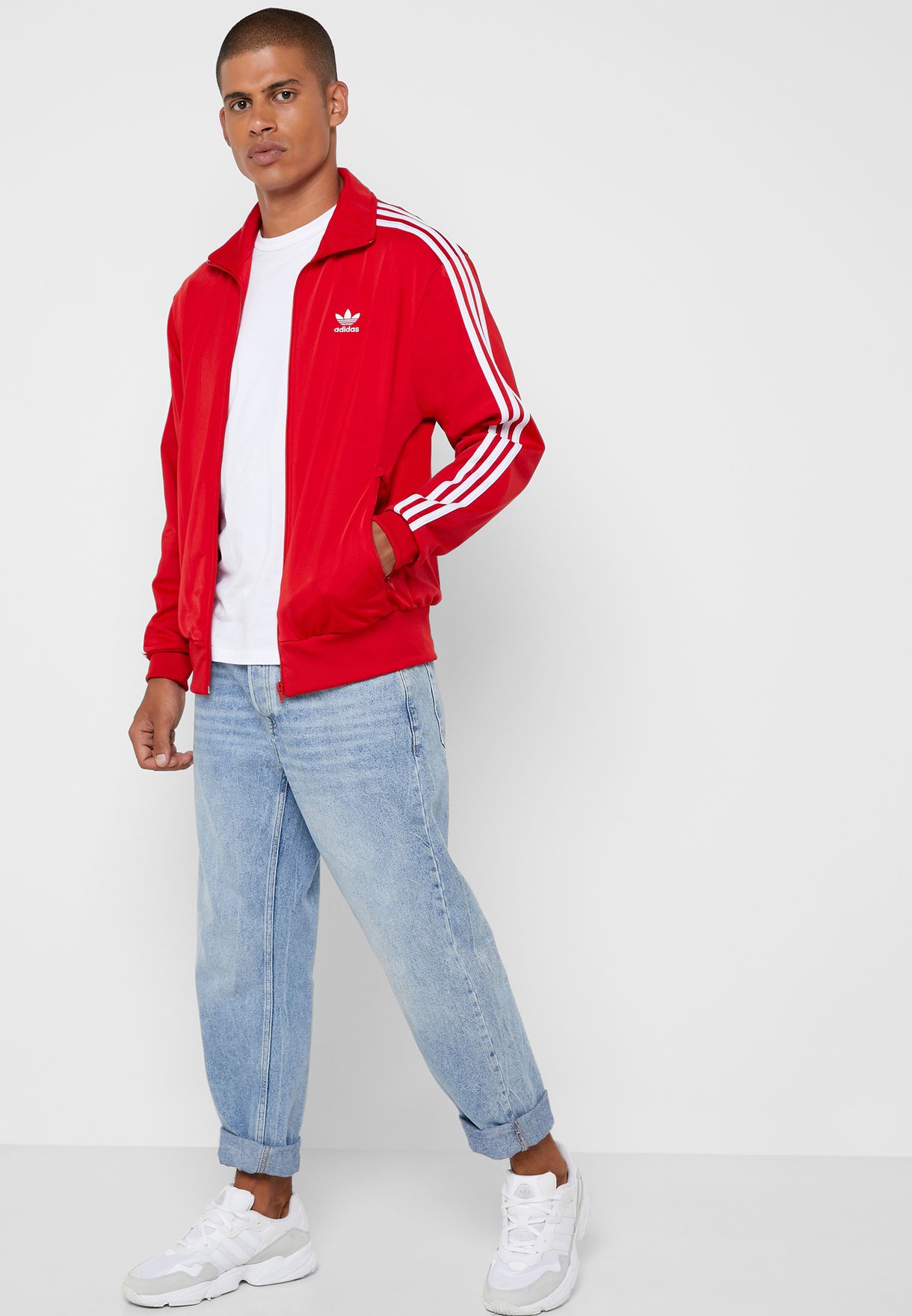 adidas firebird jacket red