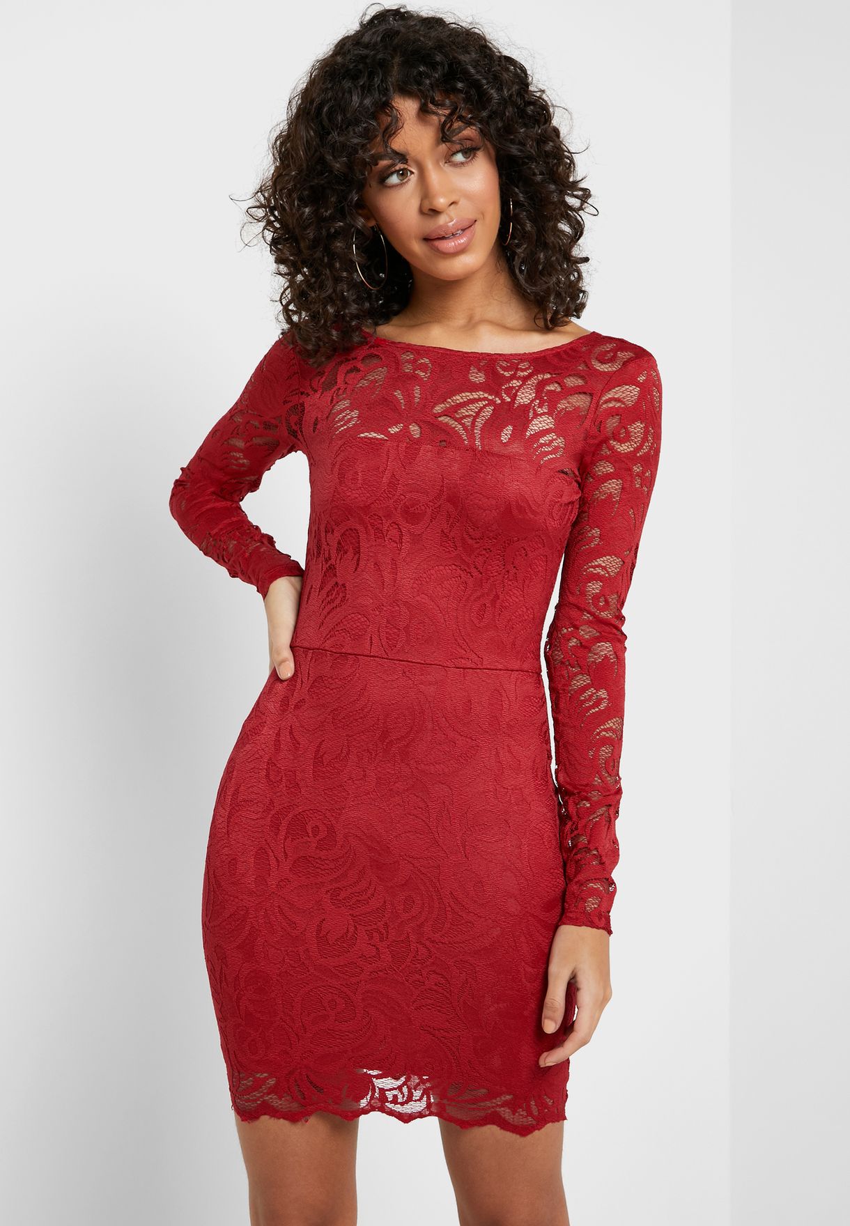 red dress with lace overlay