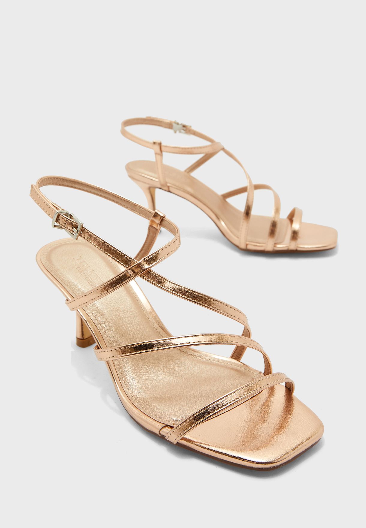 gold strappy flats