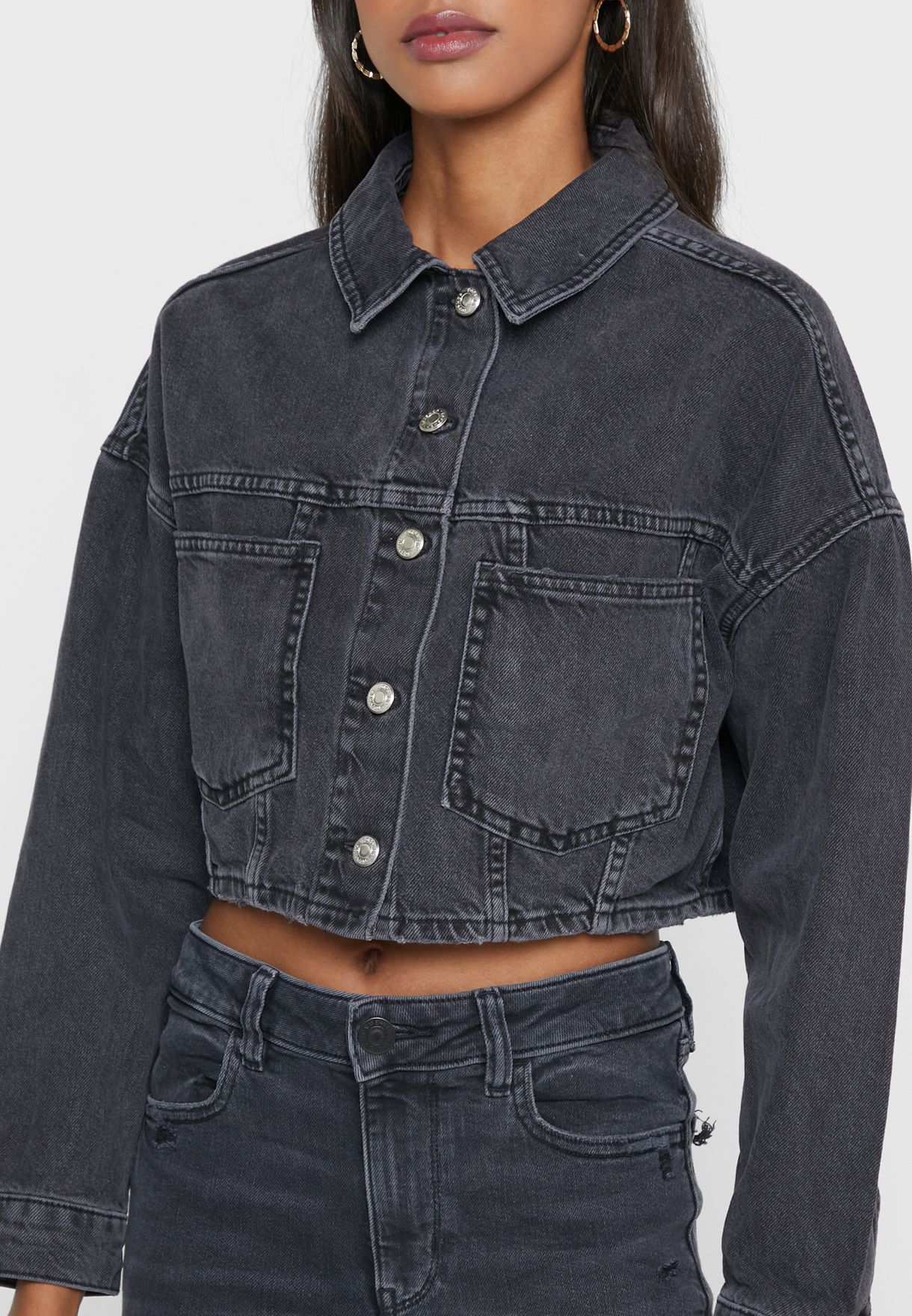 Buy Topshop Petite grey Tailored Denim Jacket for Women in Dubai, Abu Dhabi