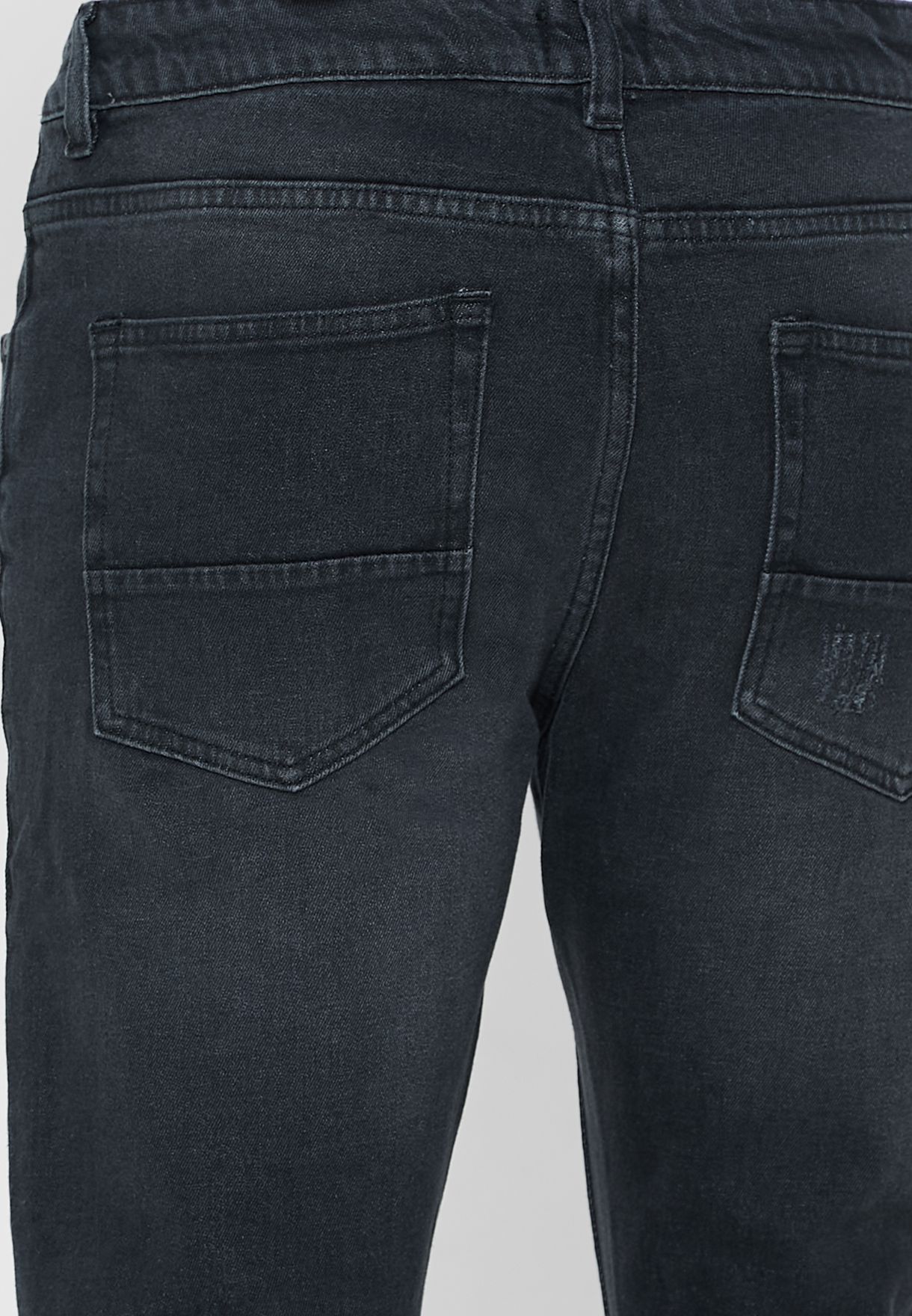 Tapered Cropped Fit Rip Detail Jean