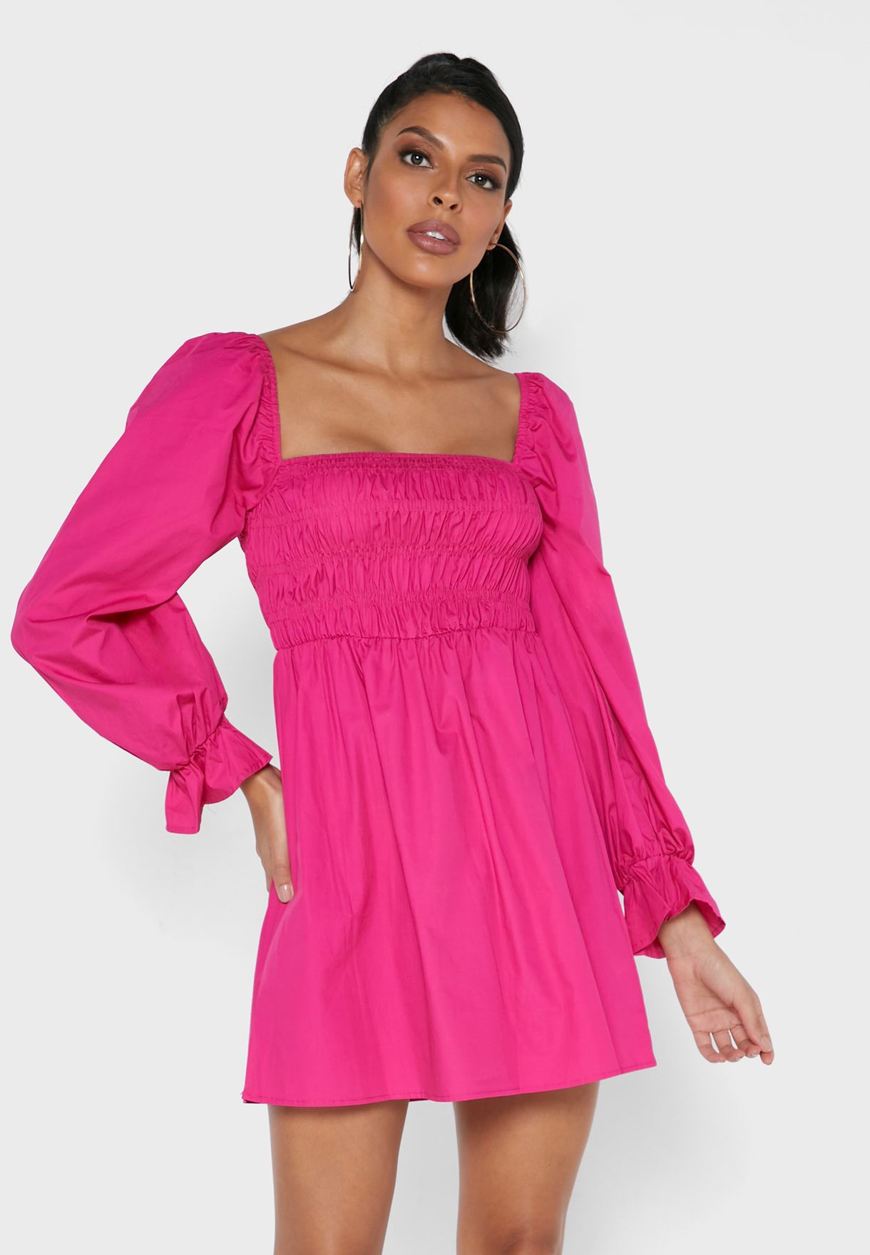 balloon sleeve dress pink