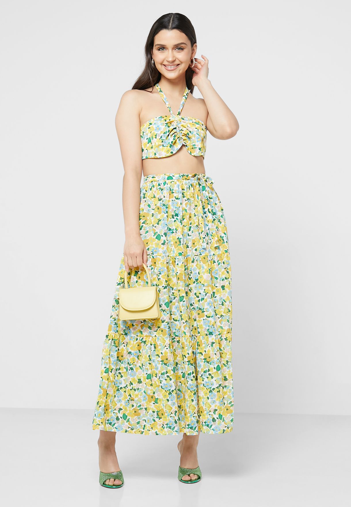Printed Maxi Skirt And Top Set