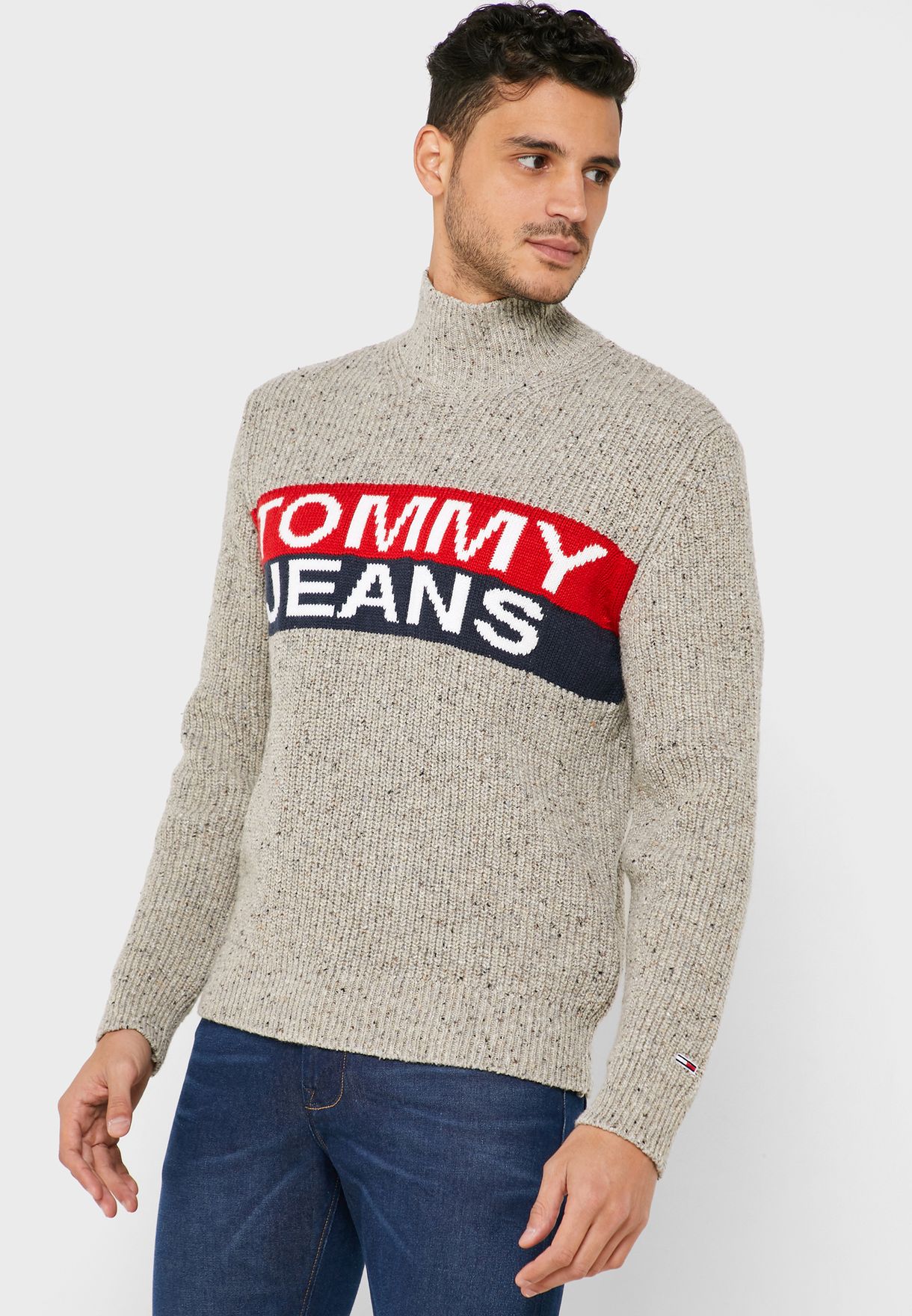 tommy jeans logo turtleneck sweater