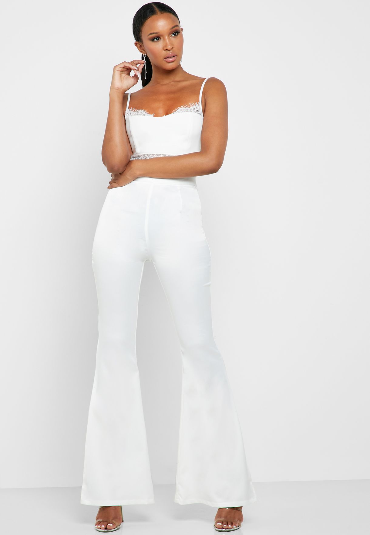 JDY Flora High Waist Flared Jeans in White | iCLOTHING - iCLOTHING