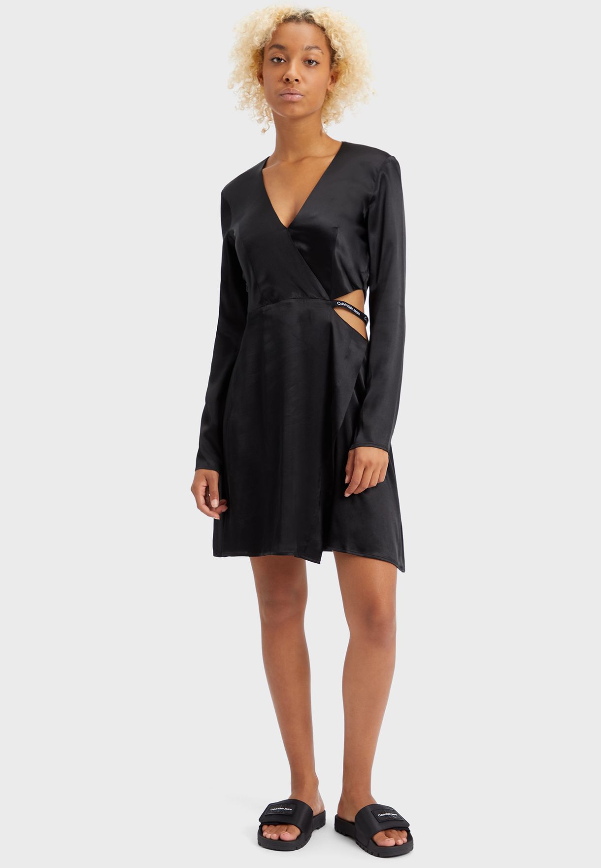 Buy Calvin Klein Jeans black Cut Out Detail Logo Dress for Women in Riyadh, Jeddah Buy Calvin Klein Jeans black Cut Out Detail Logo Dress for Women in Riyadh, Jeddah