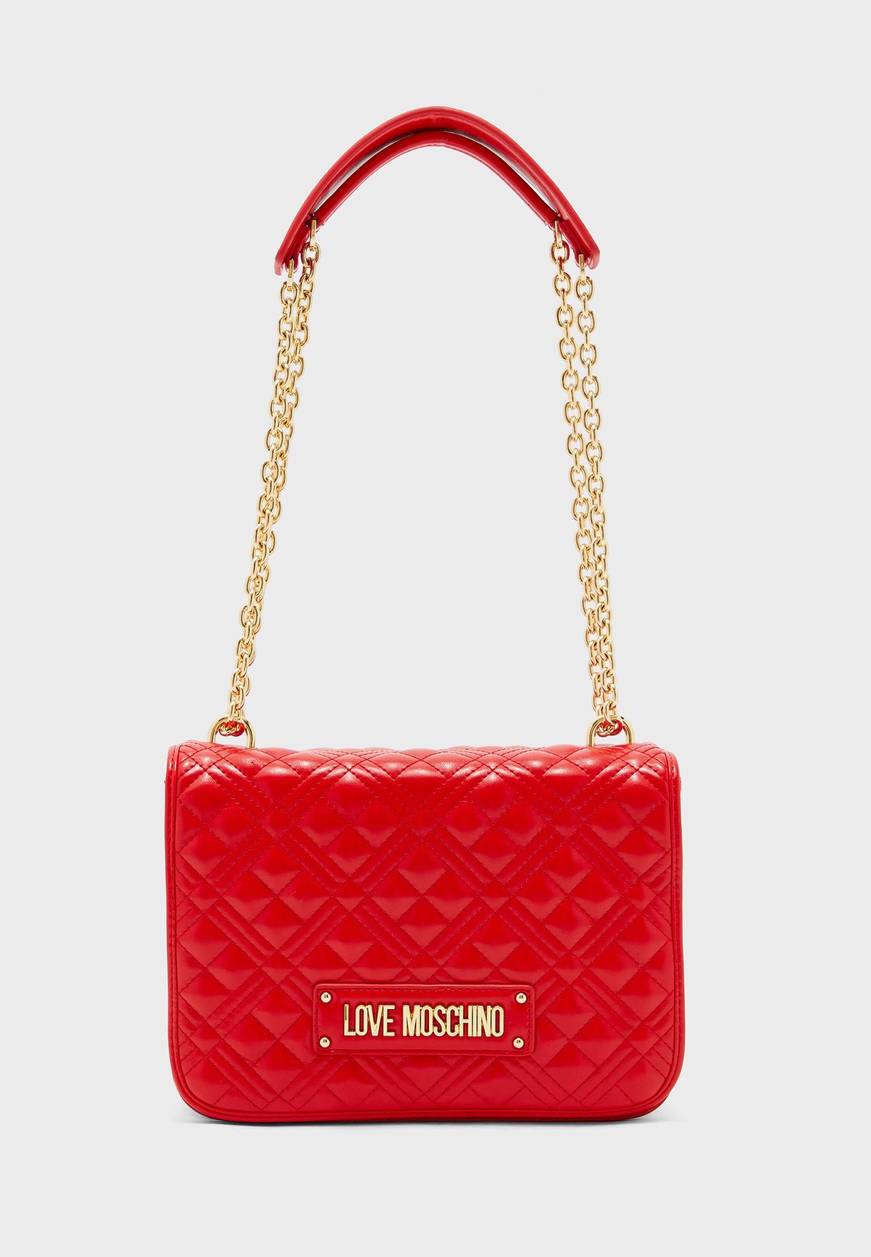 love moschino red quilted bag