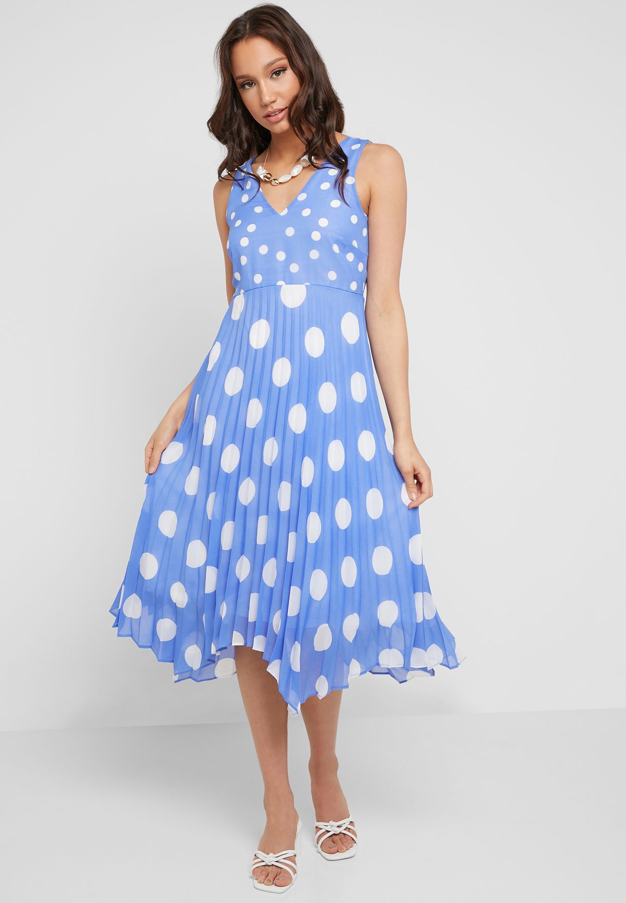 wallis blue polka dot dress