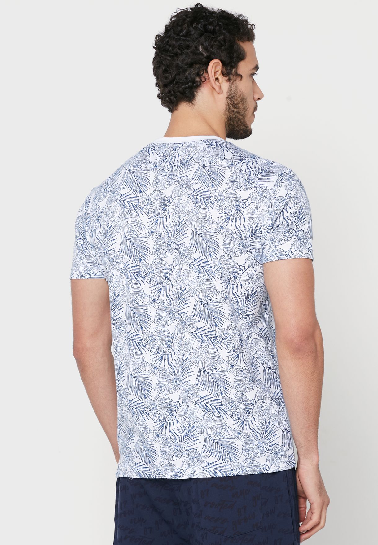 Tropical Print Crew Neck T-Shirt