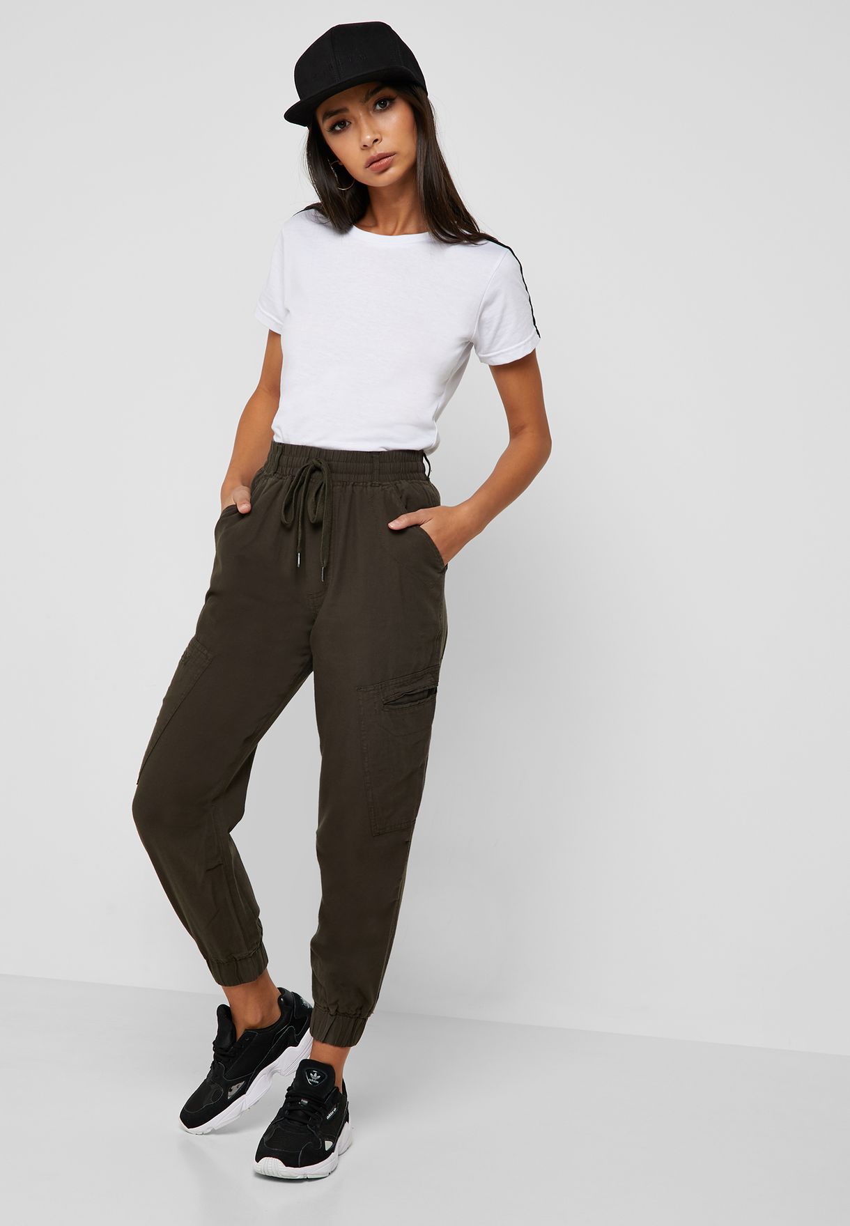 drawstring joggers in twill