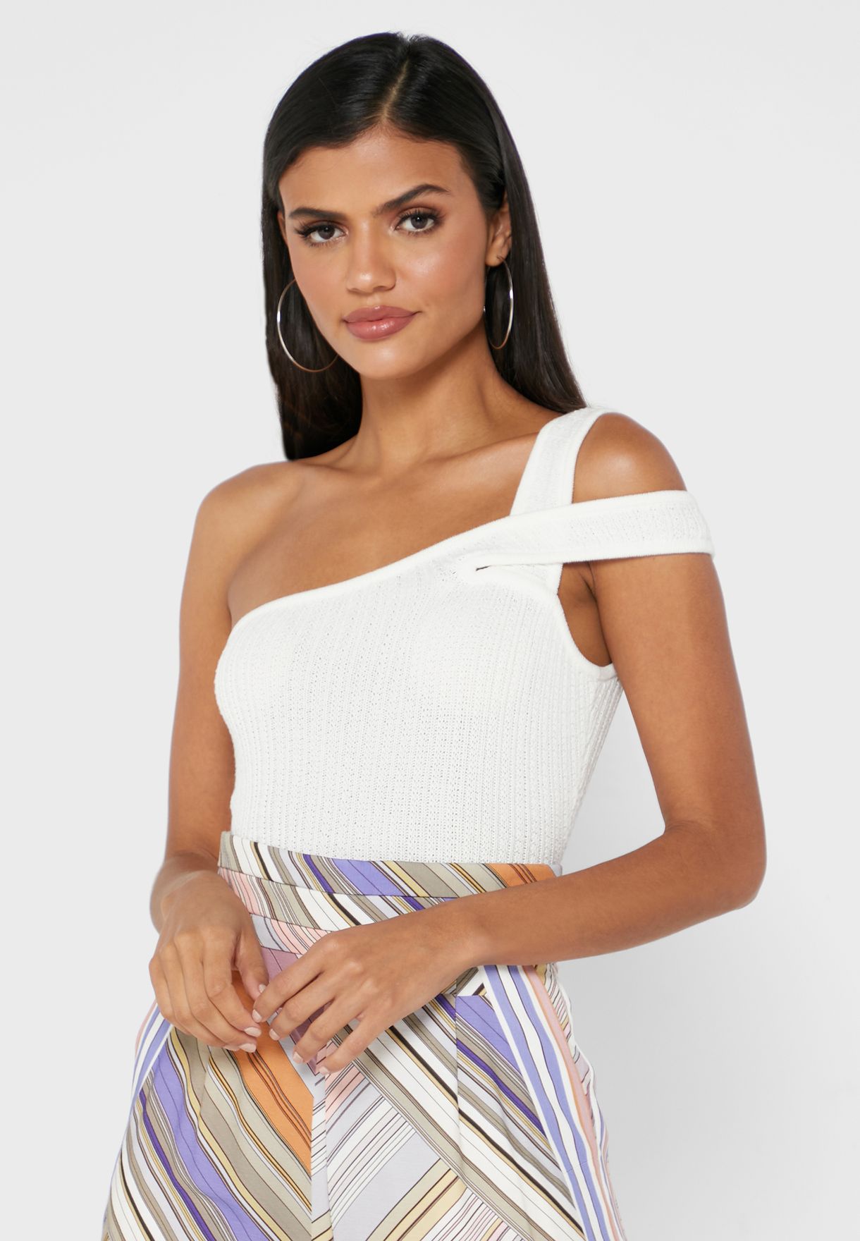 One Shoulder Knitted Top