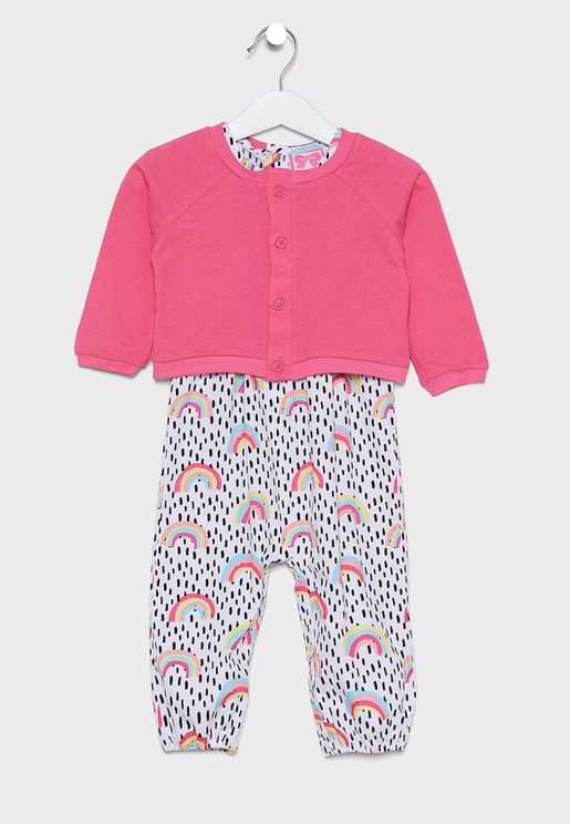 Infant Rainbow Jumpsuit + Cardigan Set