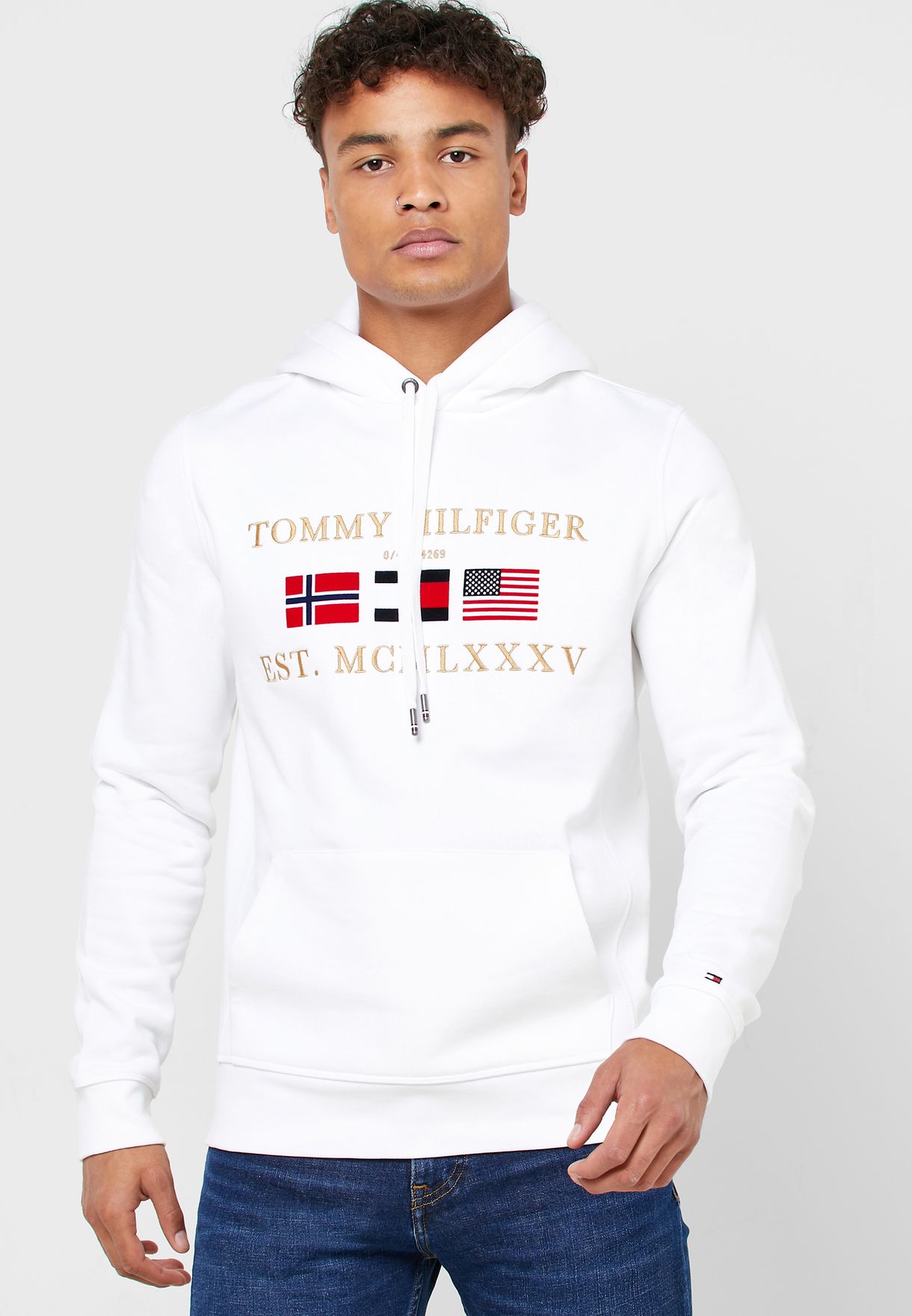 tommy hilfiger flag hoodie white