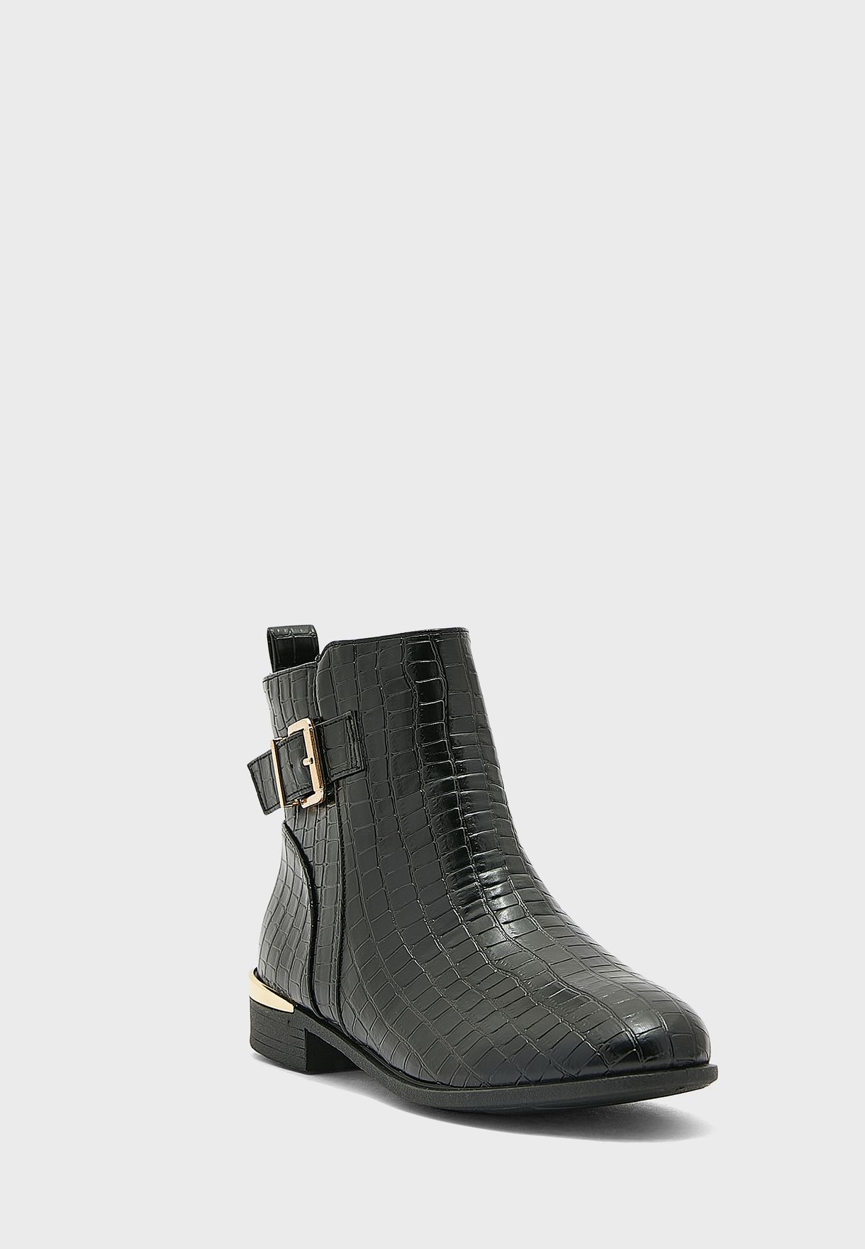 Croc Effect Buckle Chelsea Boot 