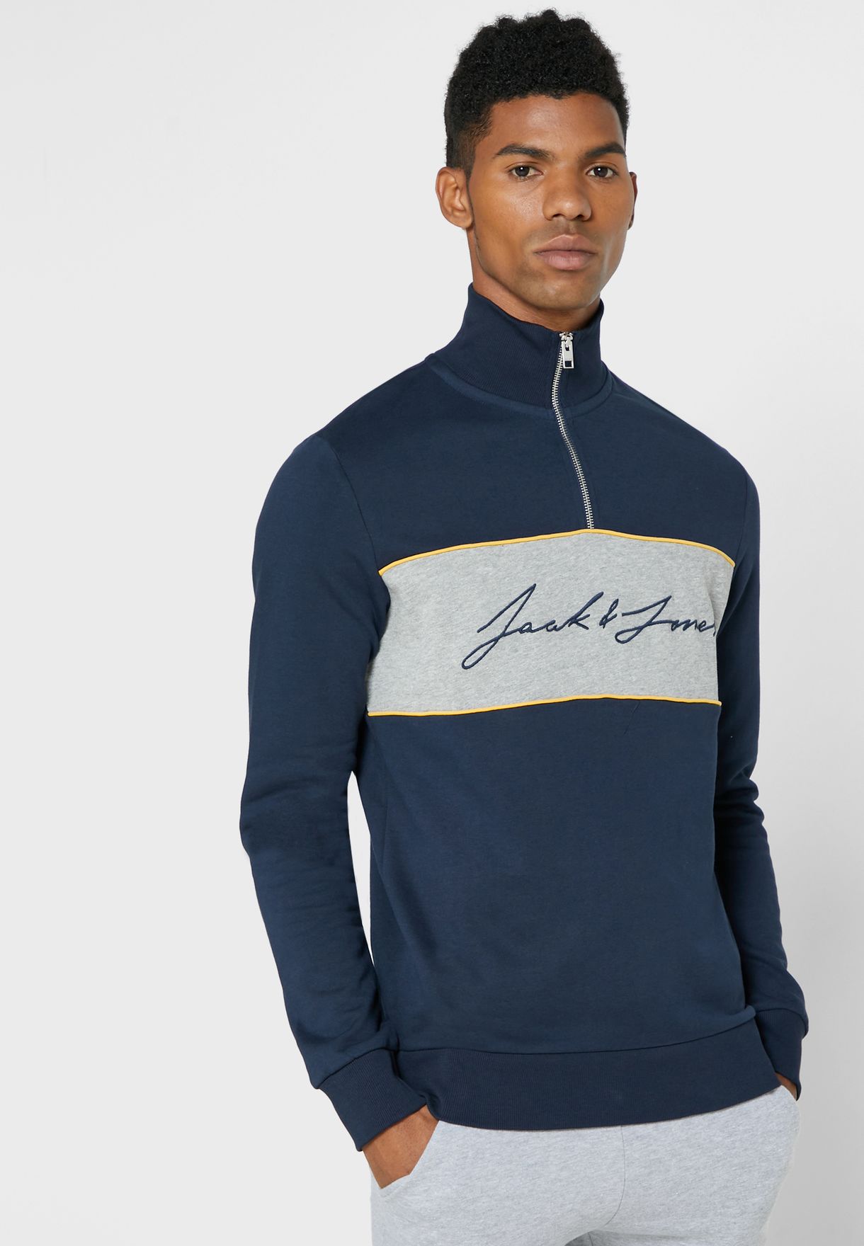 Buy Jack Jones Navy Hikari Half Zip Regular Fit Sweatshirt For Men In Manama Riffa