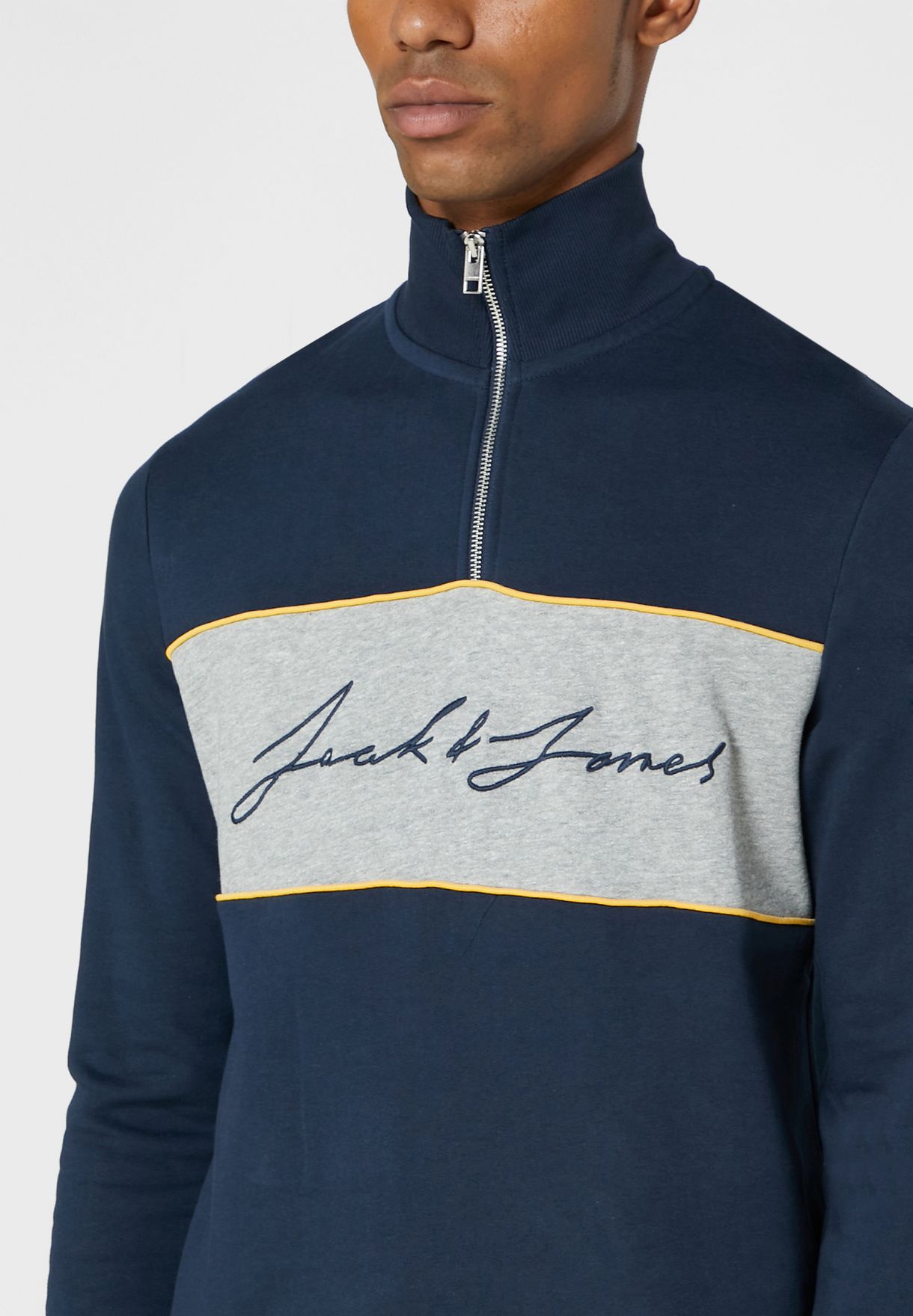 Buy Jack Jones Navy Hikari Half Zip Regular Fit Sweatshirt For Men In Mena Worldwide